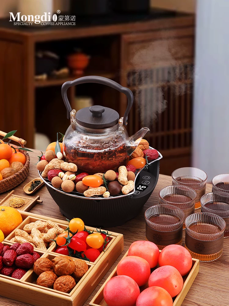 Bộ ấm trà và lò đốt củi Mongdio mẫu mới 2024, bếp điện gốm gia dụng mùa đông, bộ đầy đủ