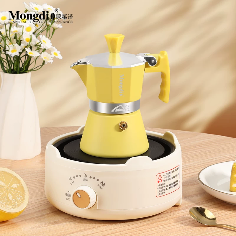 Máy pha cà phê Moka pot Mongdio dùng trong gia đình, máy pha cà phê espresso, ấm pha cà phê mini Moka