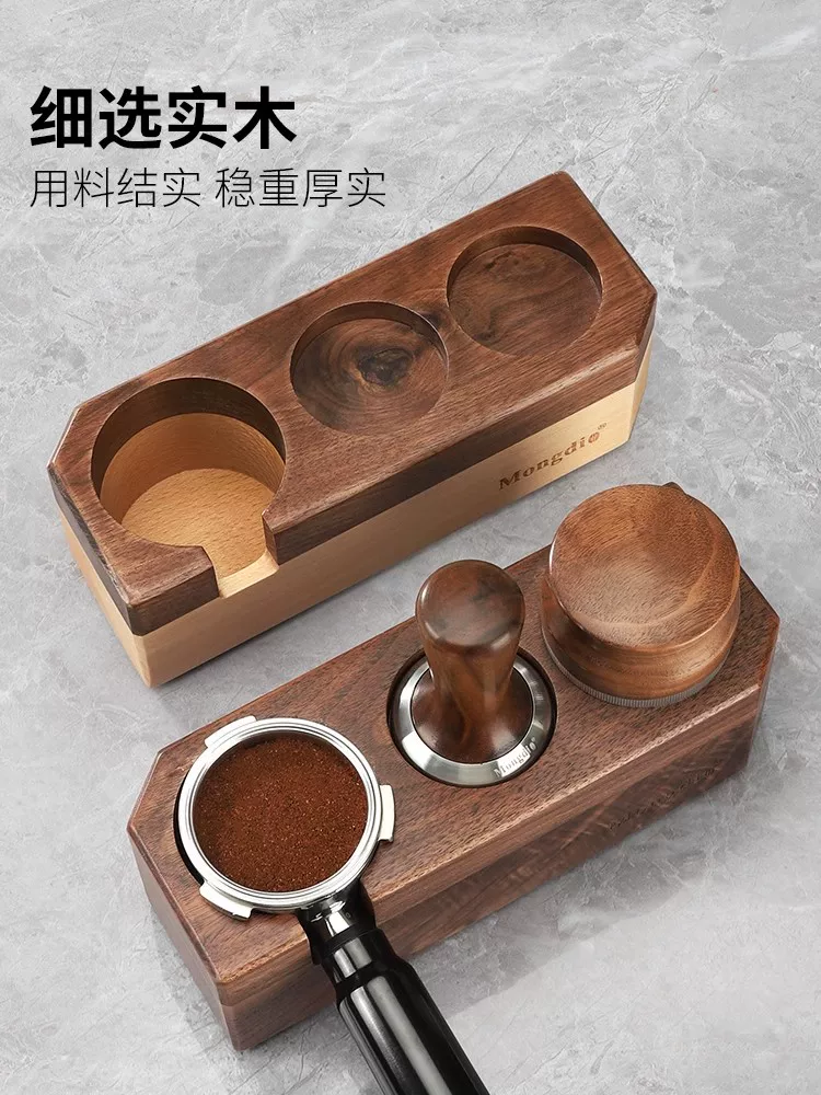 Bộ dụng cụ pha cà phê 3 món: đế tamper, tay cầm và giá để phụ kiện máy pha cà phê