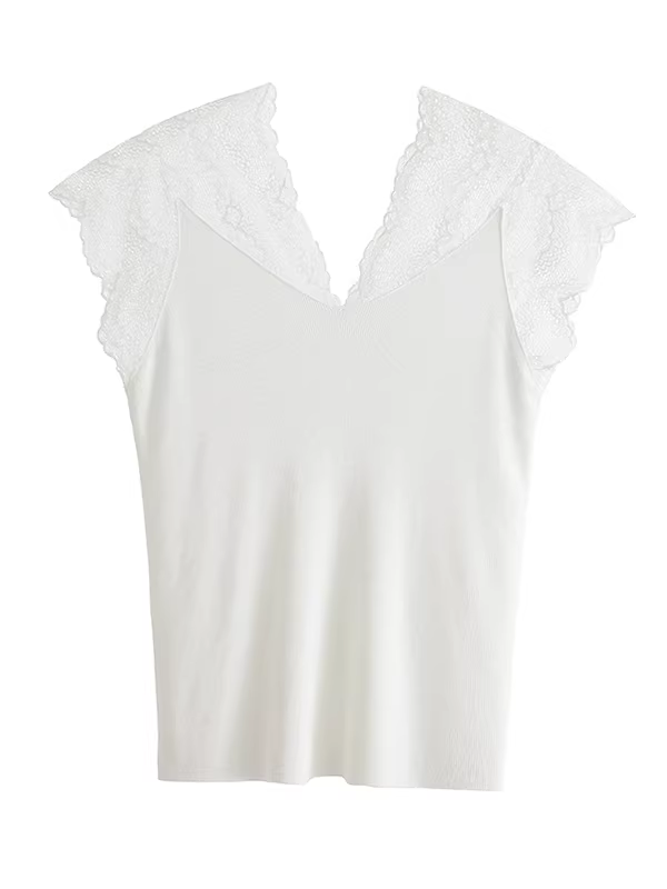 Áo gile len lụa đá cao cấp giảm giá, thiết kế độc đáo, kiểu dáng nữ tính, cổ V khoét sâu, phối ren, không tay