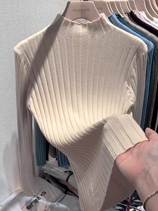 Áo len nữ Nanyou giảm giá, hàng chính hãng, thanh lý mùa thu/đông, cổ lọ nửa cao, tay dài, chất liệu dệt kim, thích hợp làm lớp áo ngoài, kiểu dáng thời trang