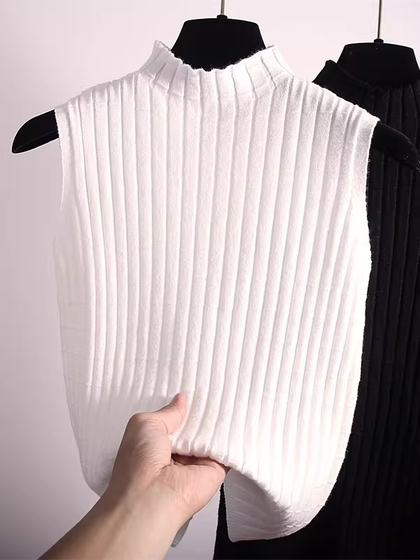 Áo len nữ Nanyou giảm giá, kiểu dáng mới, cổ nửa cao, không tay, ôm dáng, đa năng, thời trang.