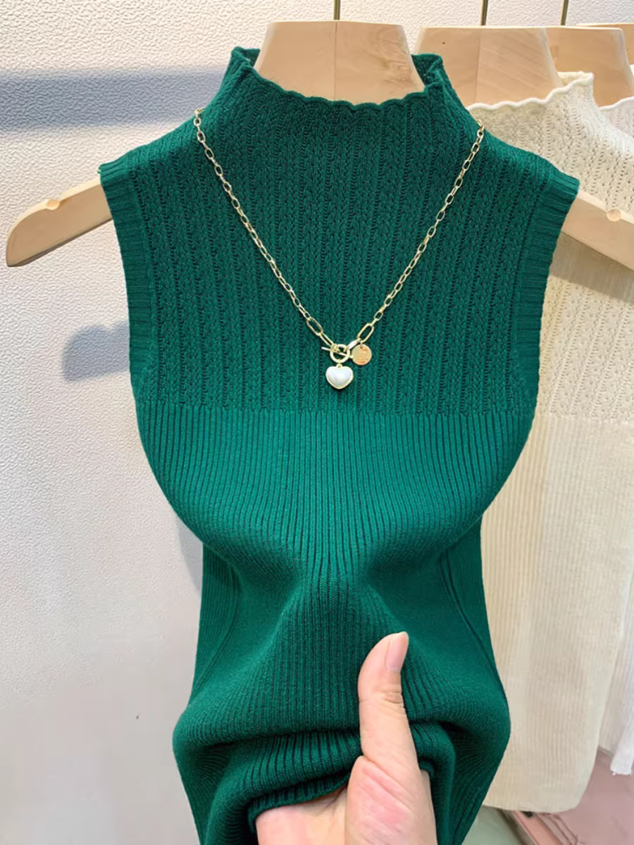 Hàng thanh lý quần áo nữ châu Âu, áo thun dệt kim không tay, áo hai dây ôm sát, áo lót bó sát thời trang.