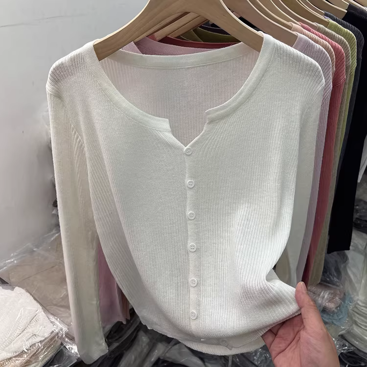 Hàng thanh lý áo khoác len nữ kiểu dáng châu Âu, áo thun dệt kim cổ V mềm mại tay dài, kiểu dáng thanh lịch, ôm dáng, thời trang