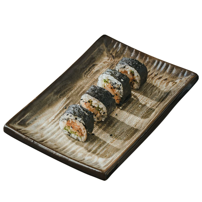 Đĩa sứ hình chữ nhật kiểu Nhật, đĩa tráng miệng, đĩa sushi, đĩa dùng trong nhà, đĩa đặc sản nhà hàng, đĩa ăn món Tây