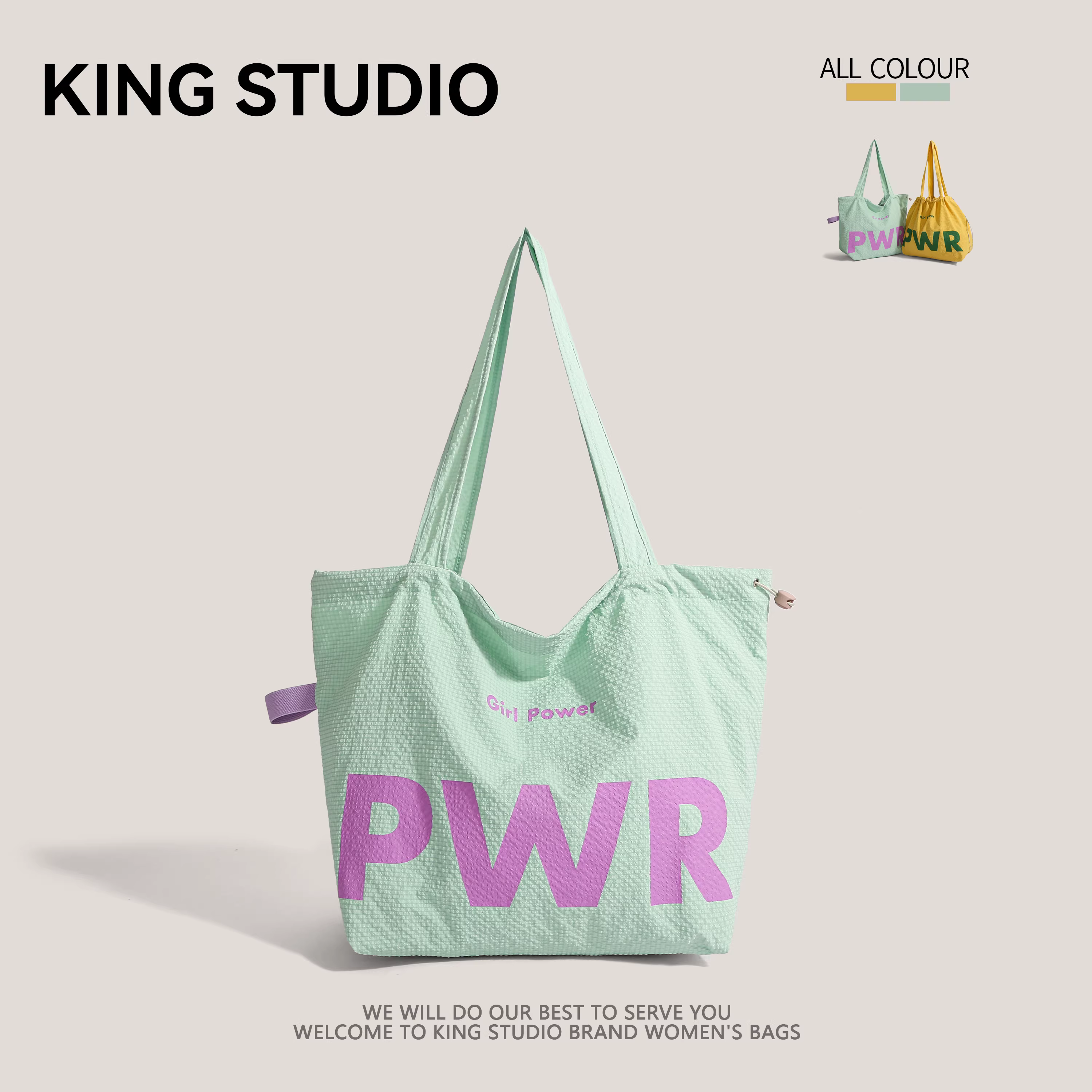 Mùa hè 2025 mới túi nylon chống thấm nước dây rút phong cách Nhật Bản túi tote đi lại túi xách đeo vai túi dung tích lớn