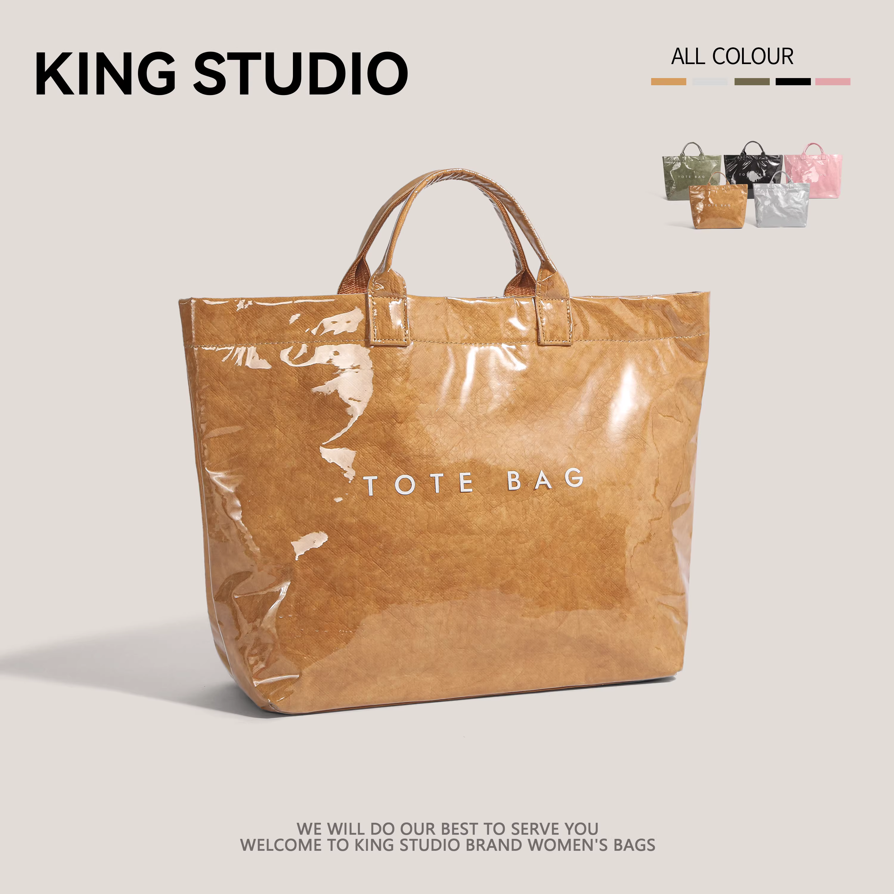 Túi giấy DuPont dung tích lớn, túi xách tay chống thấm nước PVC trong suốt thời trang, túi tote đi làm, túi mẹ bỉm sữa