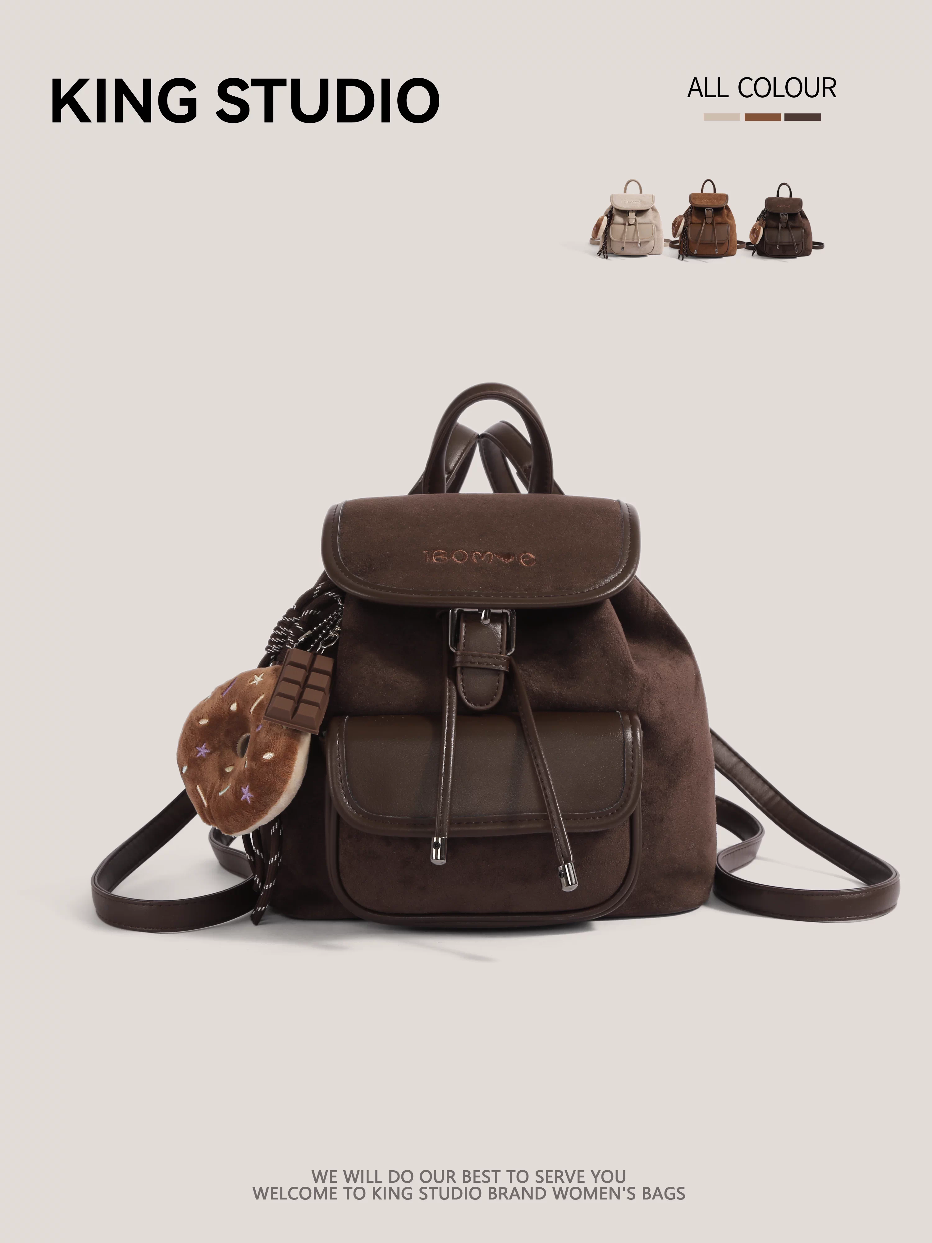 Ba lô da lộn retro phong cách độc đáo dành cho nữ, mẫu mới thu đông 2025, dung tích lớn, dùng đi làm, đi học, đi chơi.