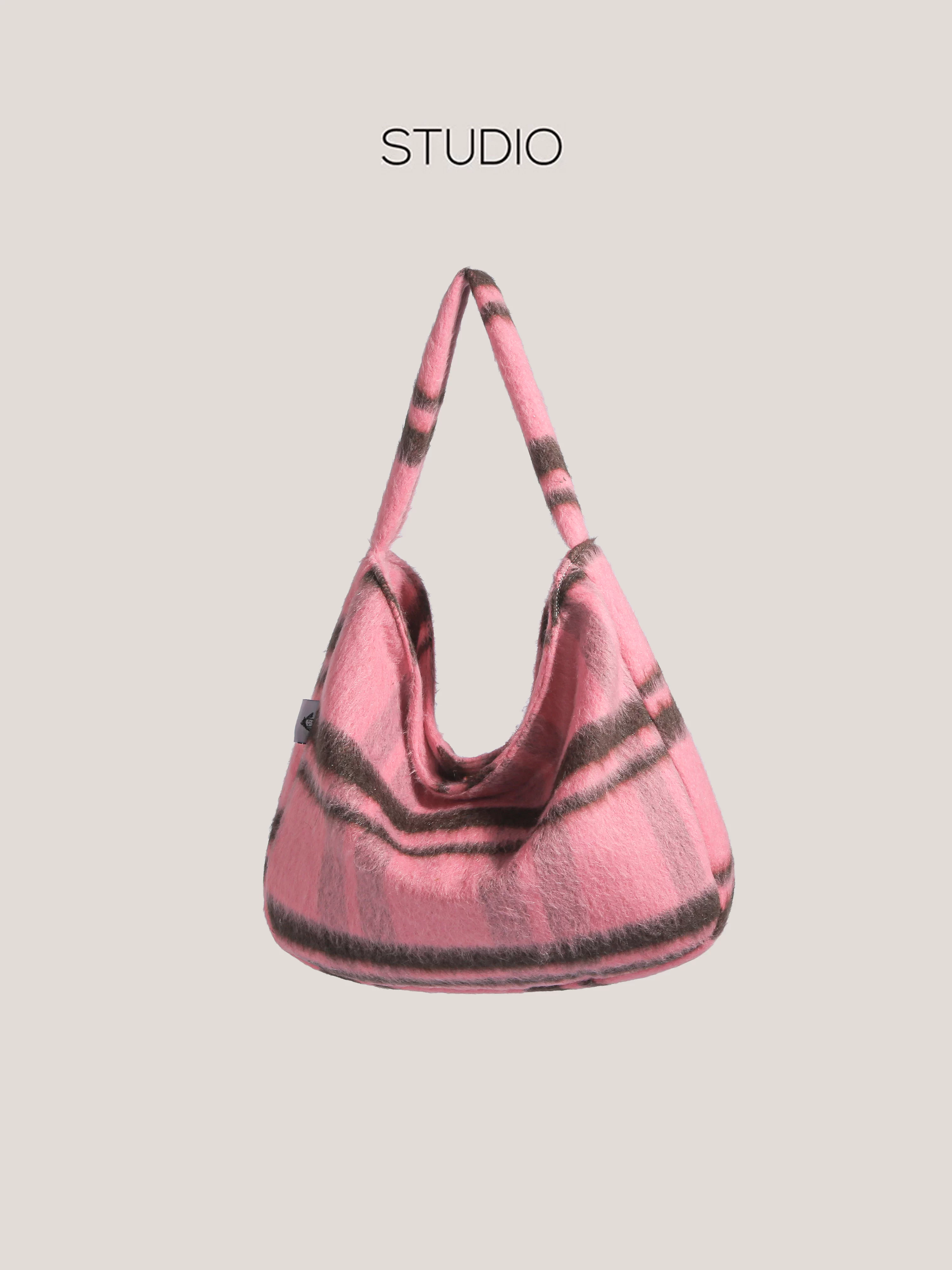 Túi xách len kẻ caro phong cách học sinh dành cho nữ 2025, kiểu Hàn Quốc thời thượng, retro, đeo vai, dung tích lớn, túi tote đi làm