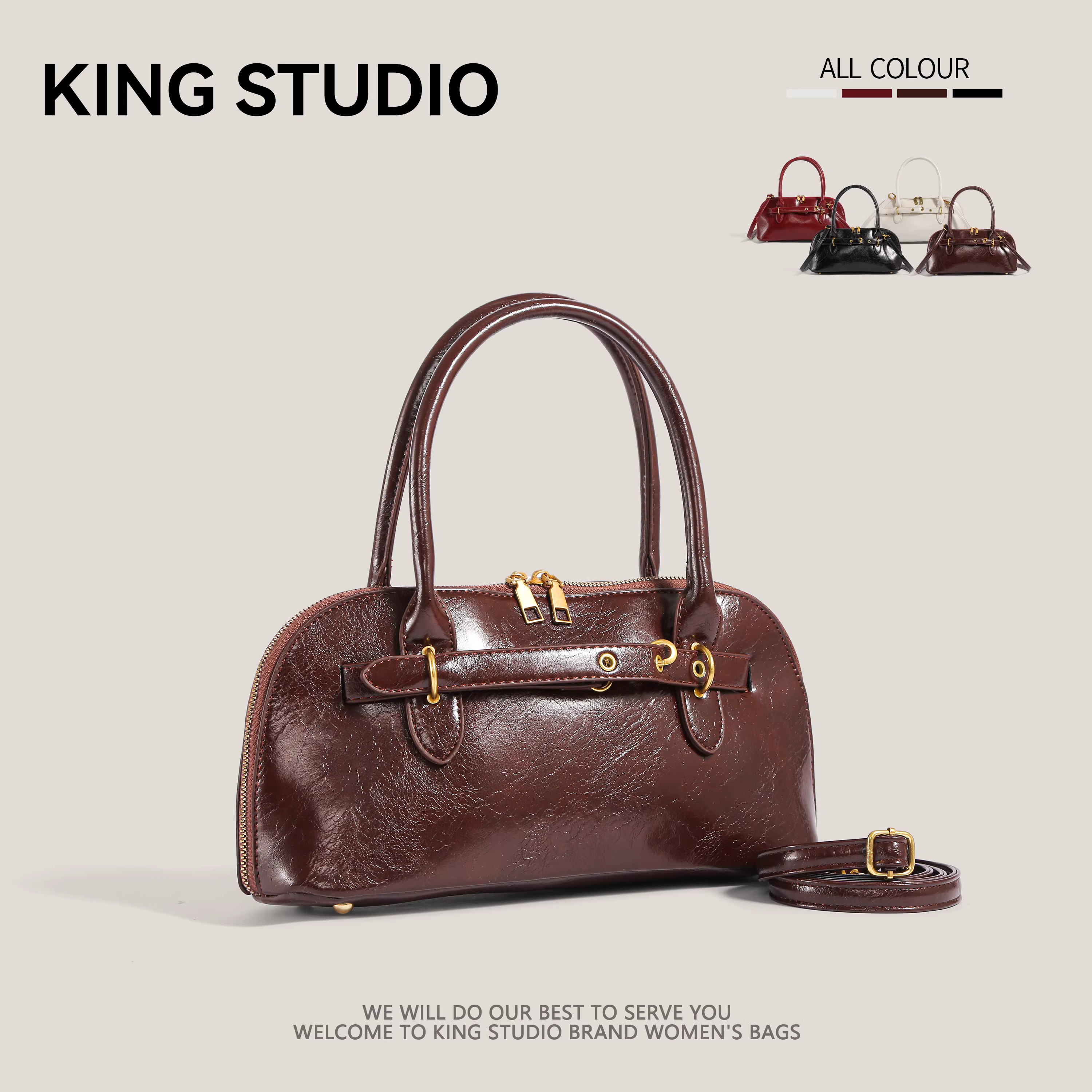 Túi xách tay cổ điển dành cho nữ 2025 xu hướng mới mùa thu Hàn Quốc, túi đeo nách kiểu dáng độc đáo, dung tích lớn, kiểu dáng bowling.