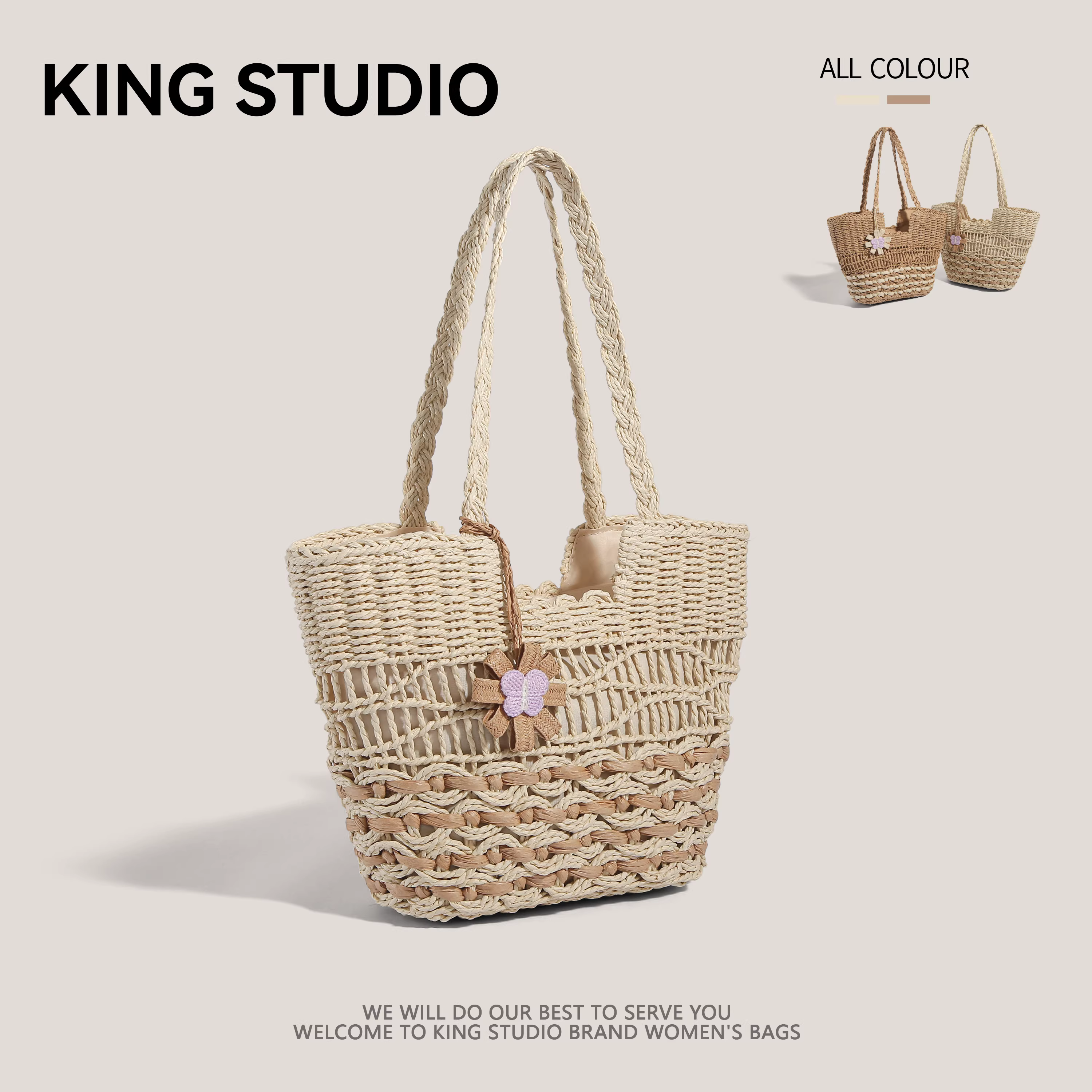 Túi cói cỡ lớn dành cho nữ, mẫu mới hè 2025, thời thượng, đi biển, túi xách dệt, túi đeo vai, túi tote