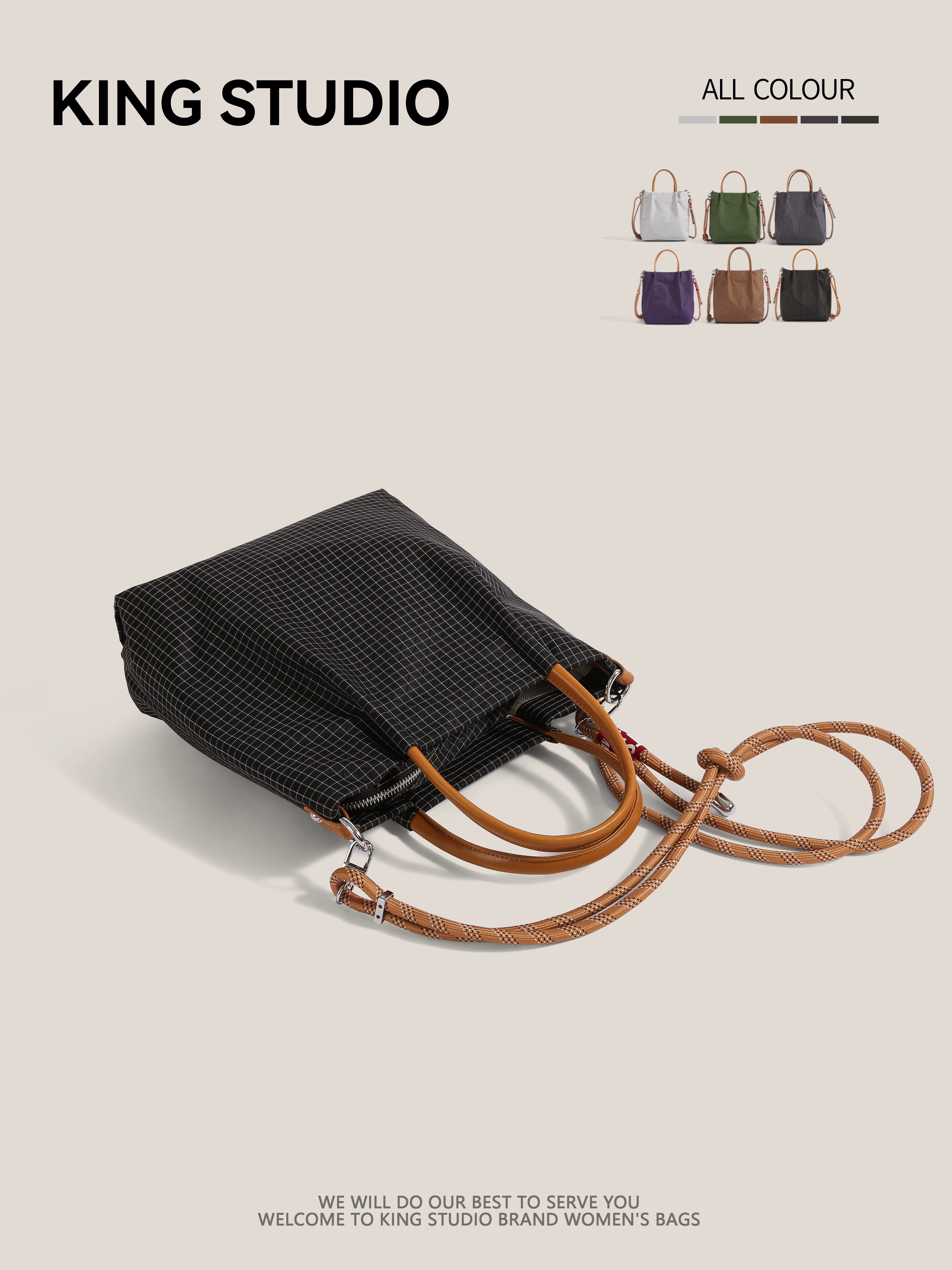 Túi đeo vai bằng nylon chống thấm nước kiểu Nhật Bản dành cho nữ, túi xô dung tích lớn, túi tote, túi đeo chéo đi làm nhẹ nhàng, tiện dụng