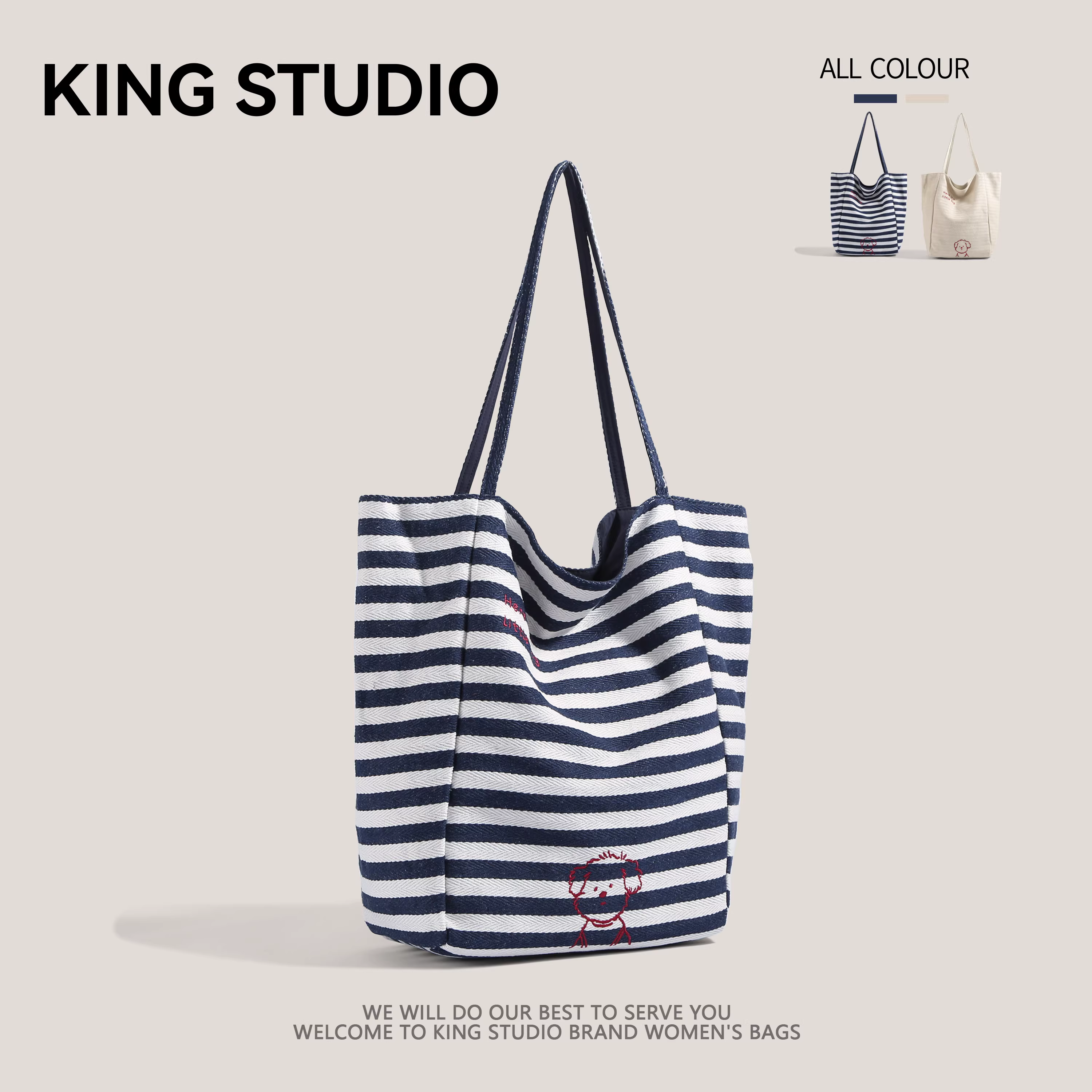 Túi tote vải bố sọc kẻ dành cho nữ, mẫu mới thu đông 2025, phong cách Hàn Quốc thời thượng, kiểu dáng học sinh, in chữ, túi đeo vai cỡ lớn, tiện dụng