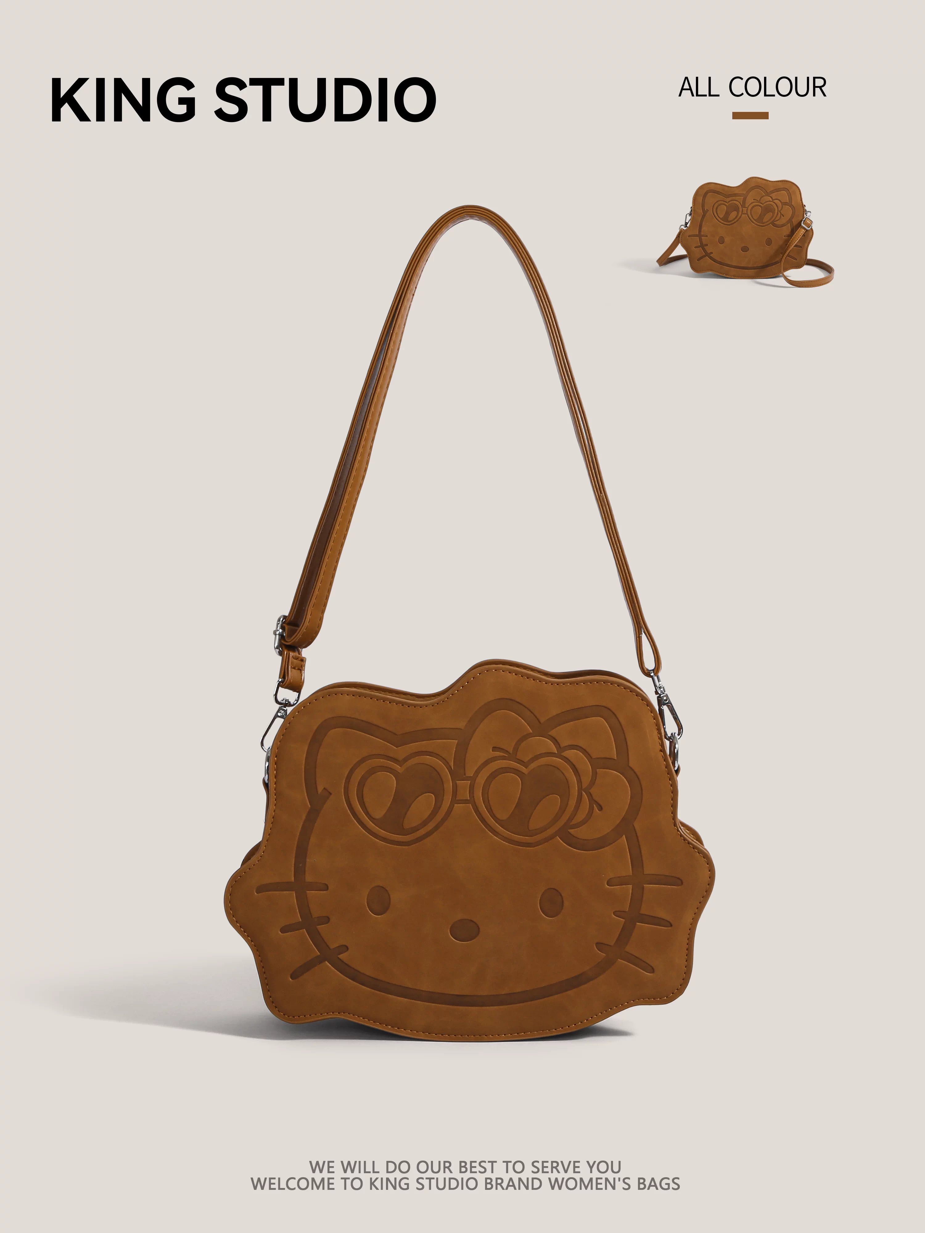 Túi Hello Kitty hoạt hình dễ thương dành cho nữ, mẫu mới 2025, thời thượng, dung tích lớn, đeo vai, đeo chéo, phù hợp cho học sinh đi học và đi làm.