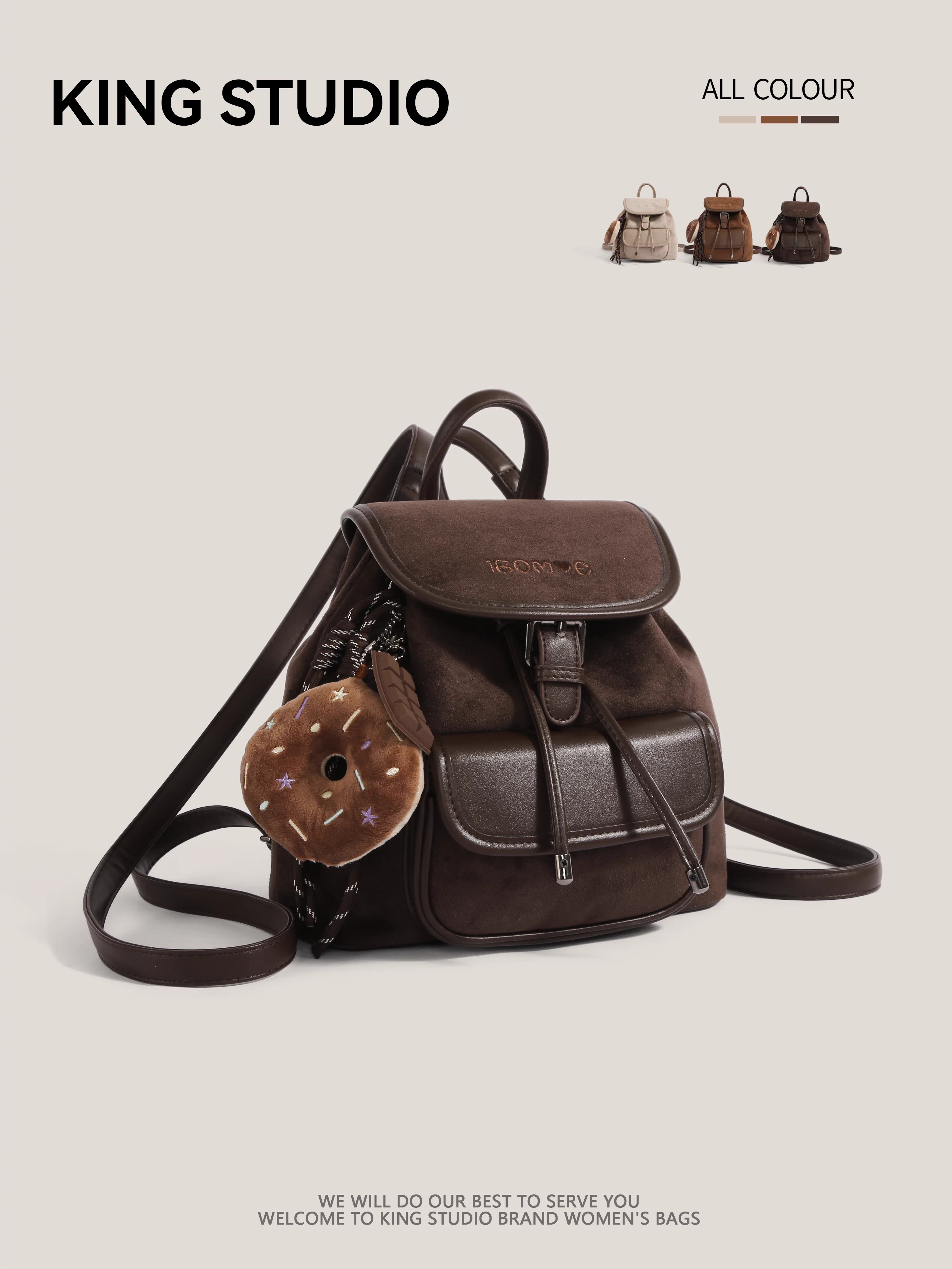 Ba lô da lộn retro phong cách độc đáo dành cho nữ, mẫu mới thu đông 2025, dung tích lớn, dùng đi làm, đi học, đi chơi.