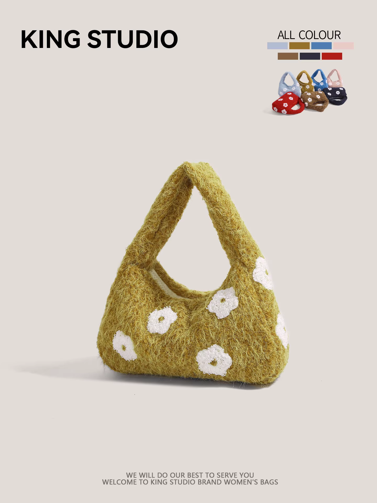 Túi xách lông thú hoa văn dễ thương dành cho nữ, mẫu mới 2025, thời thượng, đa năng, phong cách len lông mềm mại, dùng hàng ngày