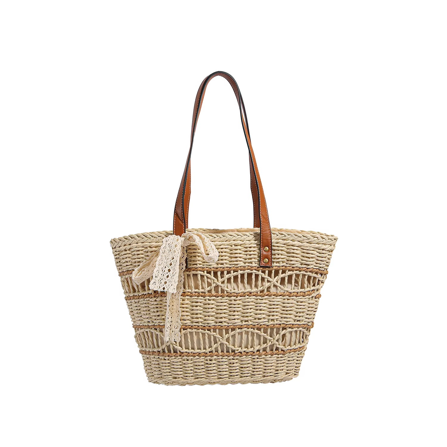 Túi cói đan tay cỡ lớn dành cho nữ, mẫu mới thời thượng hè 2025, túi xách đi biển, túi đeo vai