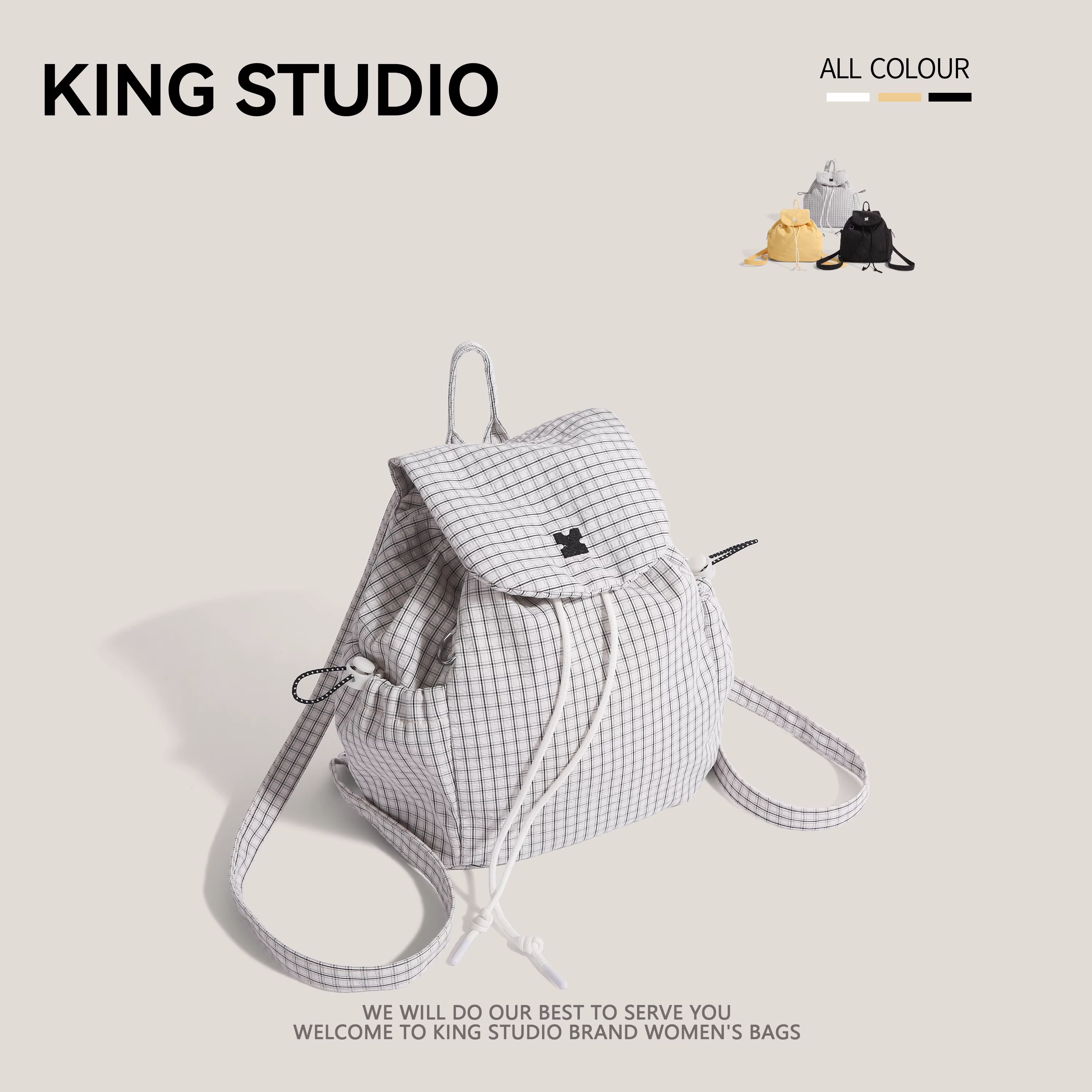 Ba lô kẻ caro thời trang dành cho nữ 2025, phong cách Hàn Quốc mới, balo đeo vai cá tính, túi đeo vai học sinh