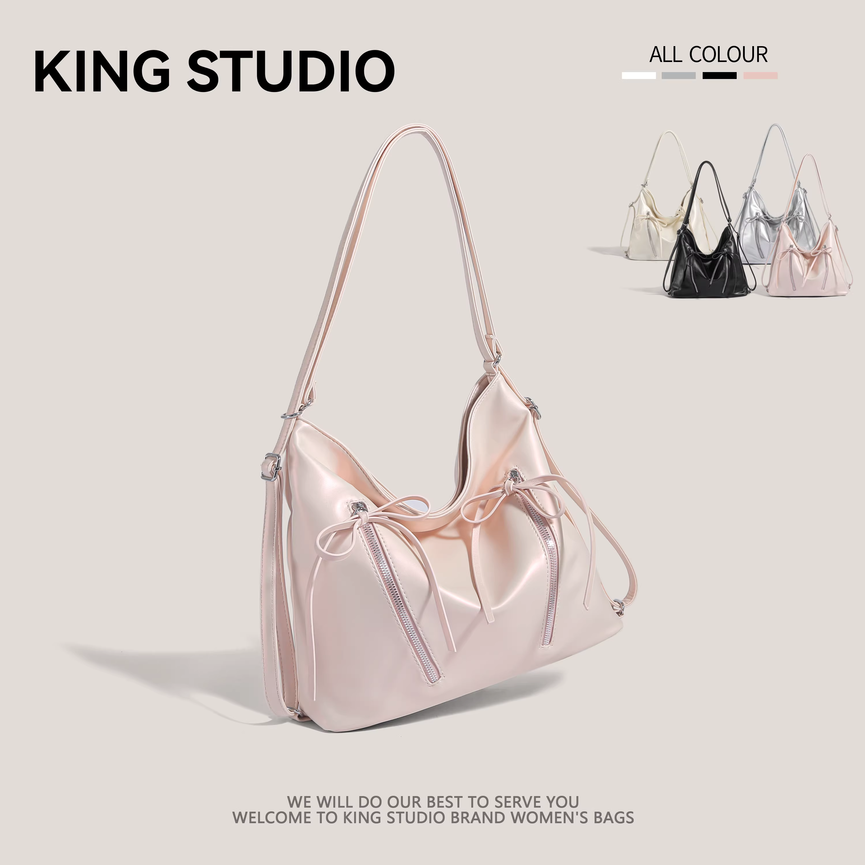 Túi đeo vai nữ kiểu nơ thời trang Hàn Quốc mới 2025, túi tote cỡ lớn, phong cách giản dị, dung tích lớn