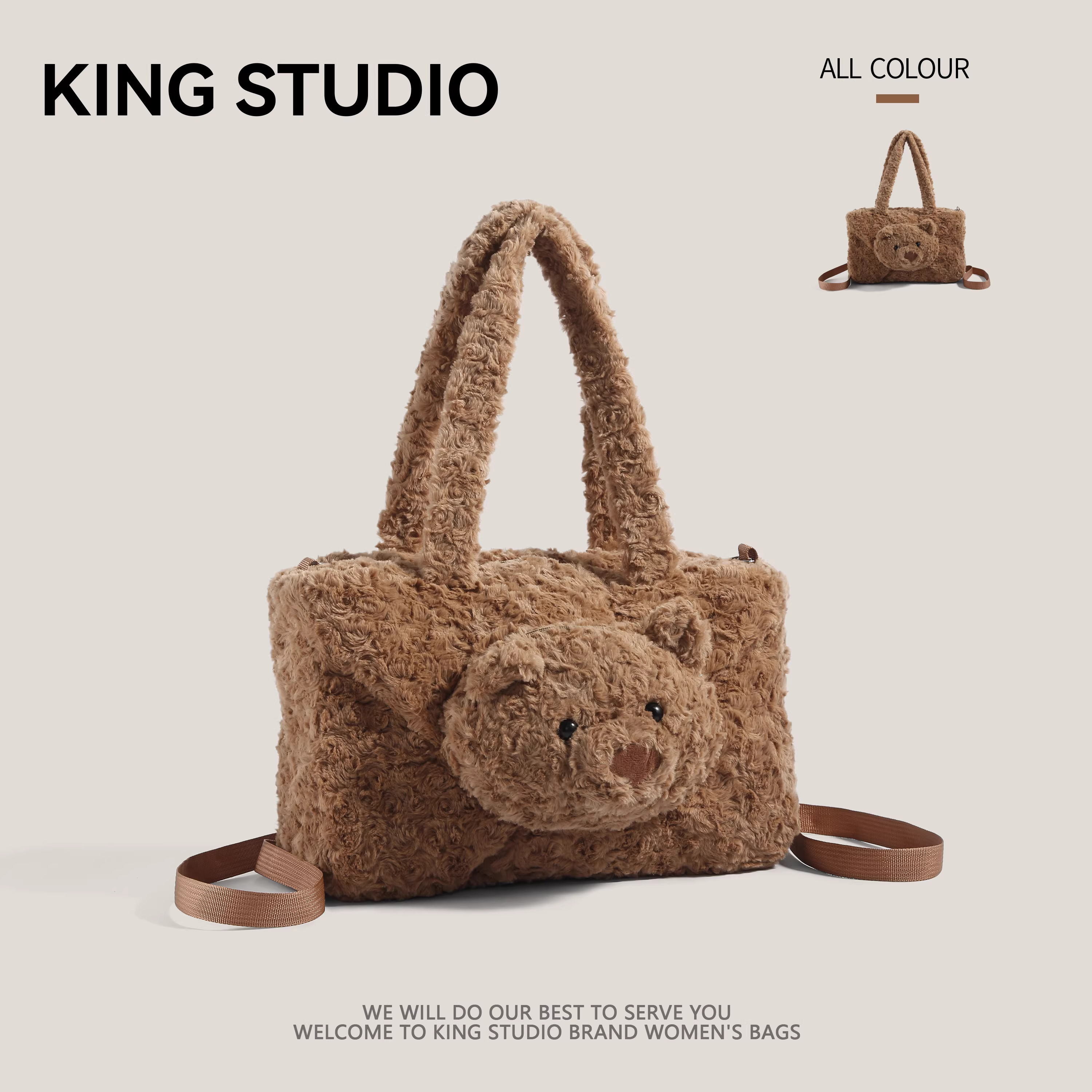 Túi lông thú hoạt hình dành cho nữ 2025 mẫu mới dễ thương hình gấu bông, dung tích lớn, balo, túi xách đi làm