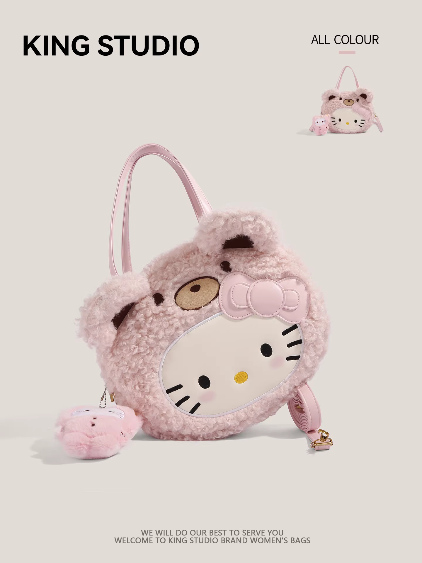 Túi đeo chéo Hello Kitty màu hồng dành cho nữ, mẫu mới 2025, phong cách hoạt hình Kitty độc đáo, đa năng