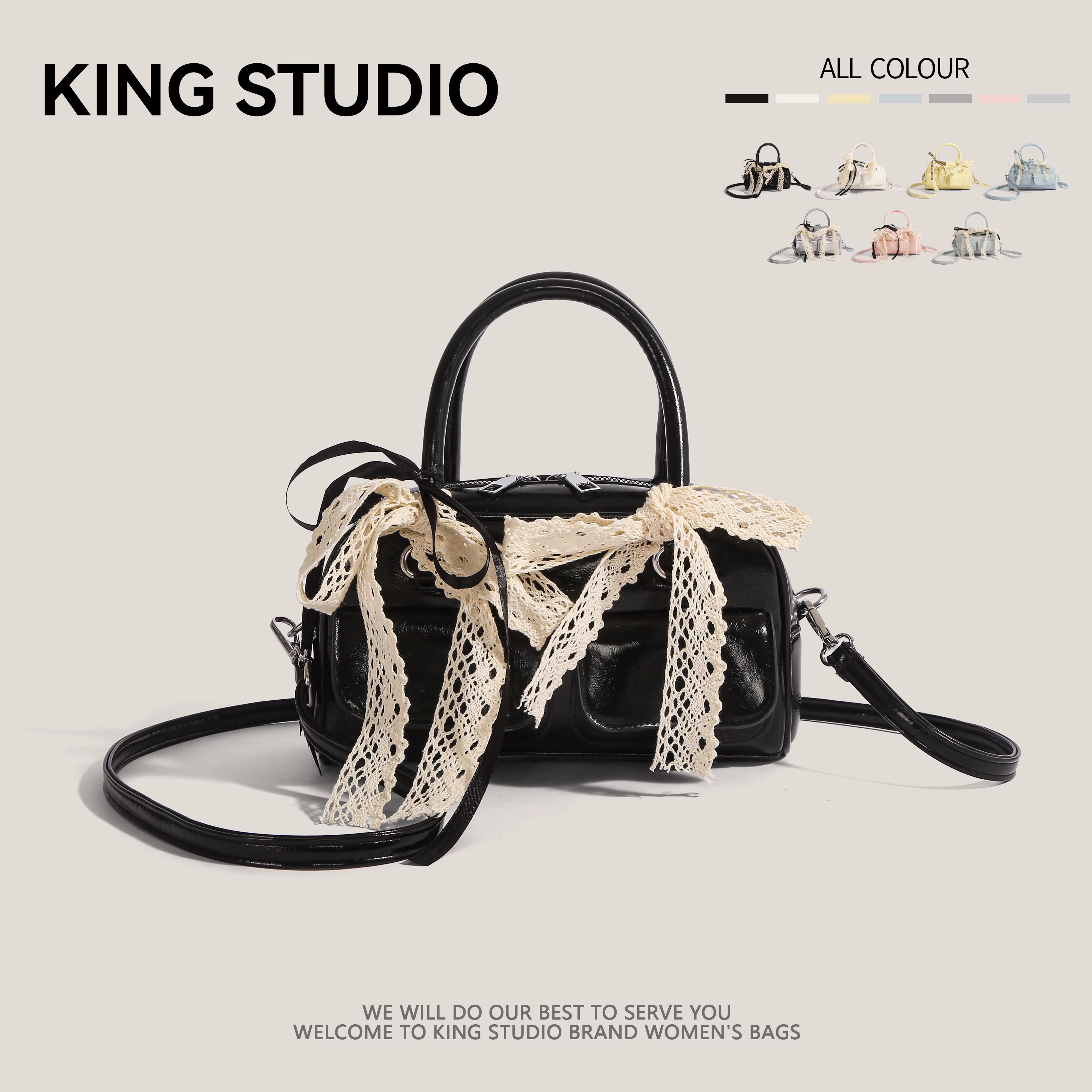 Túi bowling cùng kiểu dáng của blogger Hàn Quốc Hyo Yoon-jin, túi tote Boston, túi đeo chéo vai dung tích lớn dành cho nữ