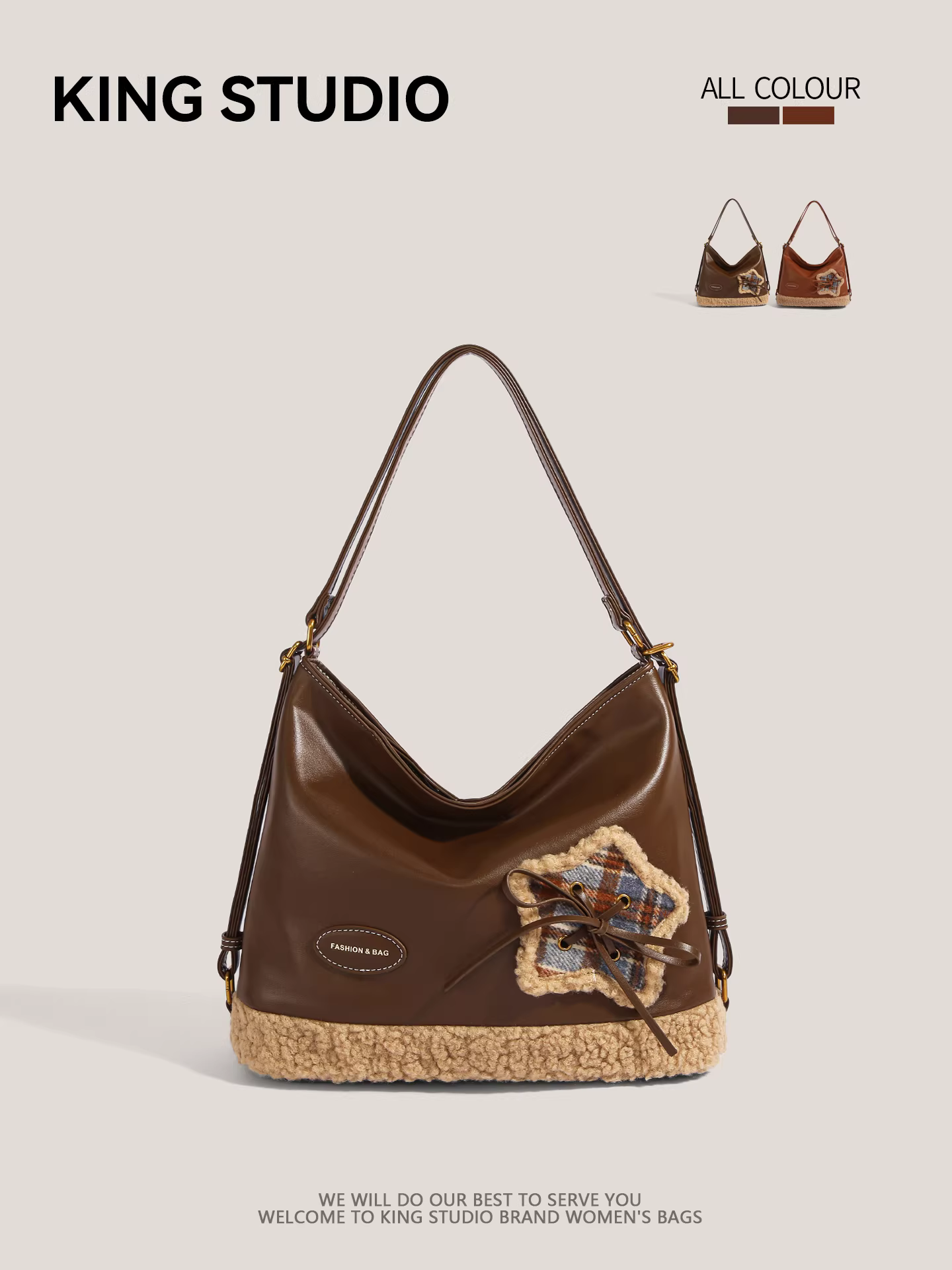 Ba lô lông thú cỡ lớn dành cho nữ, mẫu mới thu đông 2025, thời trang cá tính, túi đeo vai đi làm, balo