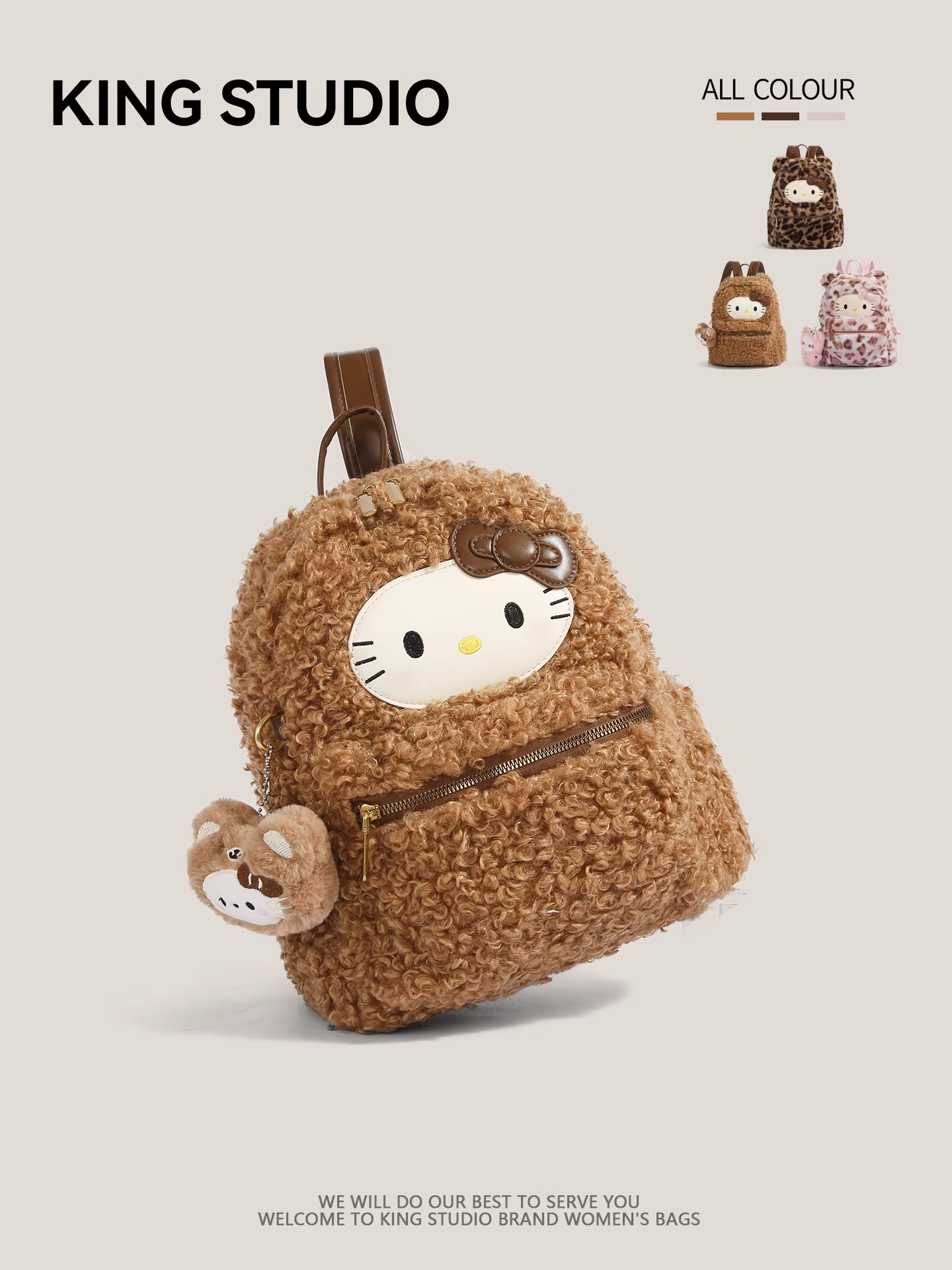 Ba lô Hello Kitty dễ thương bằng vải bông dành cho nữ, mẫu mới 2025, hoạt hình Hello Kitty, đa năng, dùng đi làm, đi học