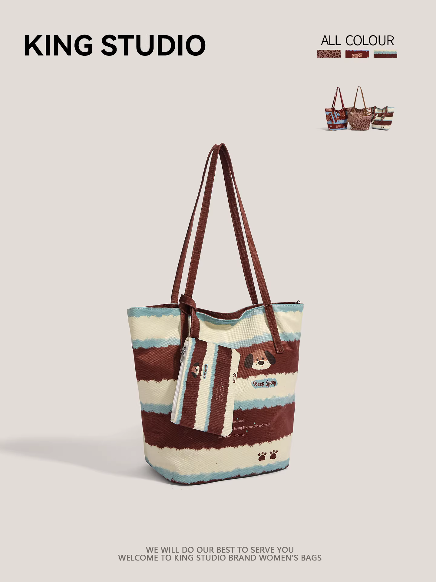 Túi vải canvas hình chú chó hoạt hình dễ thương dành cho nữ, mẫu mới 2025, thời trang đa năng, túi đeo vai đi làm, túi tote cho sinh viên đại học