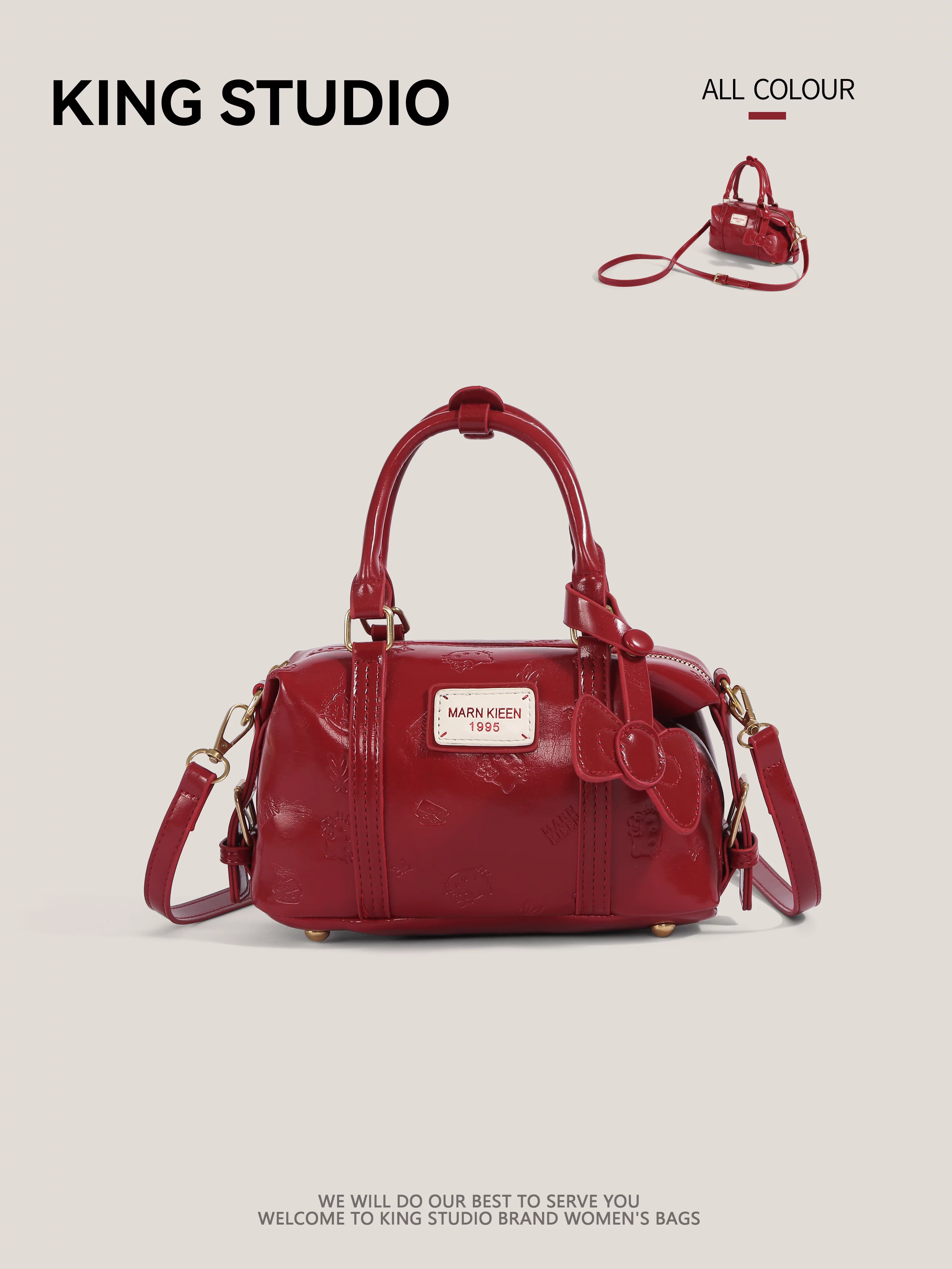 Túi xách màu đỏ dành cho nữ 2026, mẫu mới đa năng, dễ thương, kiểu dáng gối, mang lại cảm giác cao cấp, túi đeo chéo vai dành cho người đi làm, phong cách độc đáo.