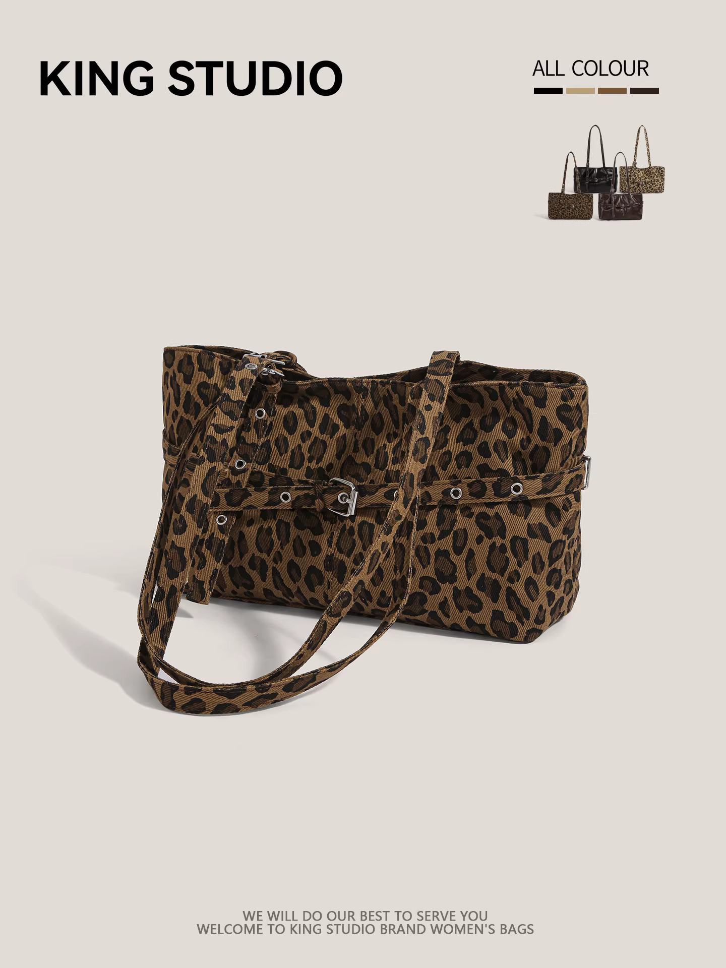 Túi xách retro Mỹ dành cho nữ 2025, thời trang mới mẻ, họa tiết da báo, túi đeo nách, túi đeo vai độc đáo