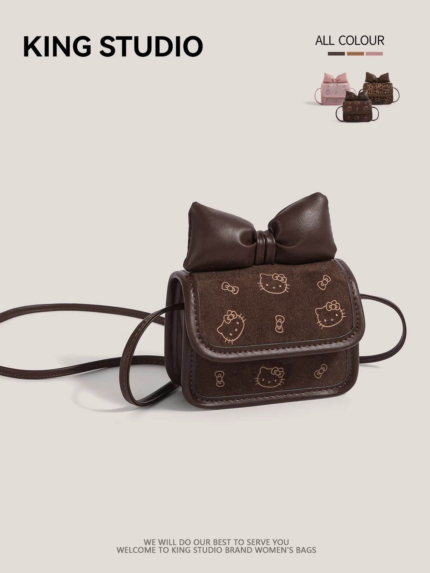 Túi vuông nhỏ hình Hello Kitty dễ thương dành cho nữ, mẫu mới 2025, hoạt hình Hello Kitty, đa năng, đeo vai, đeo chéo