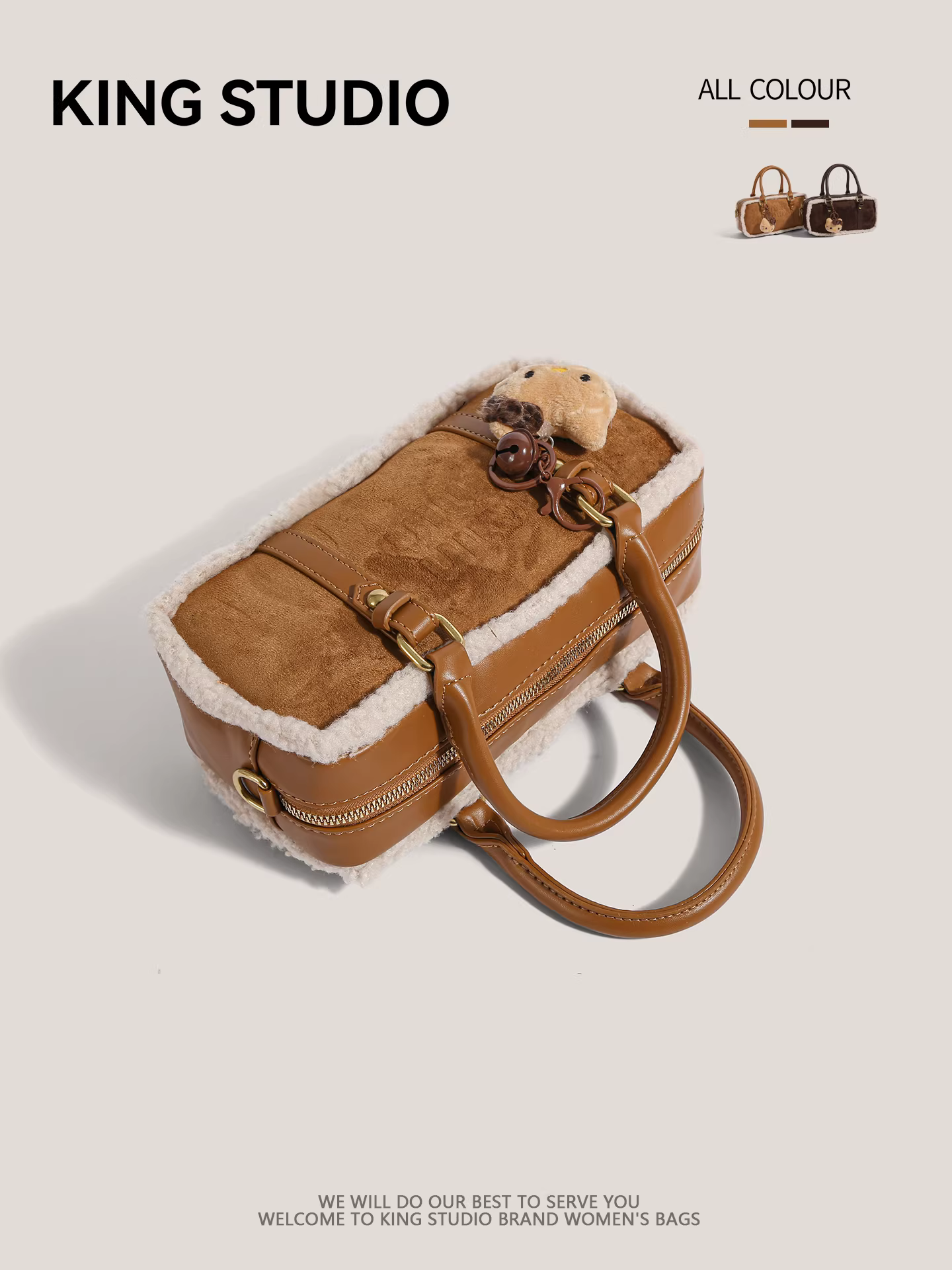 Túi bowling len cừu cao cấp dành cho nữ, mẫu mới thu đông 2025, kiểu dáng retro thời thượng, túi đeo vai/chéo cá tính