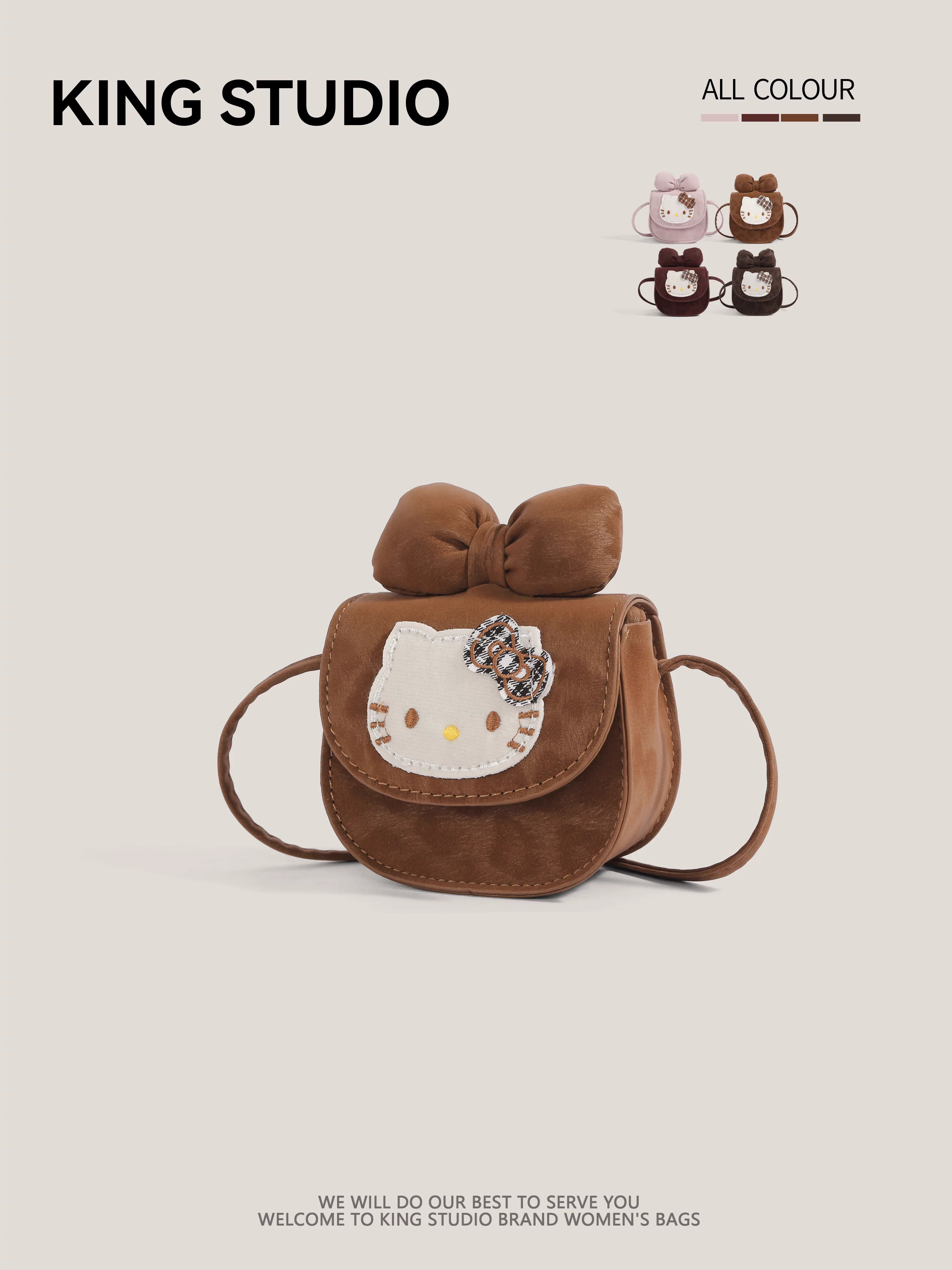 Túi Hello Kitty dễ thương dành cho nữ, mẫu mới thu đông 2025, hoạt hình Hello Kitty, túi đeo chéo mini đa năng