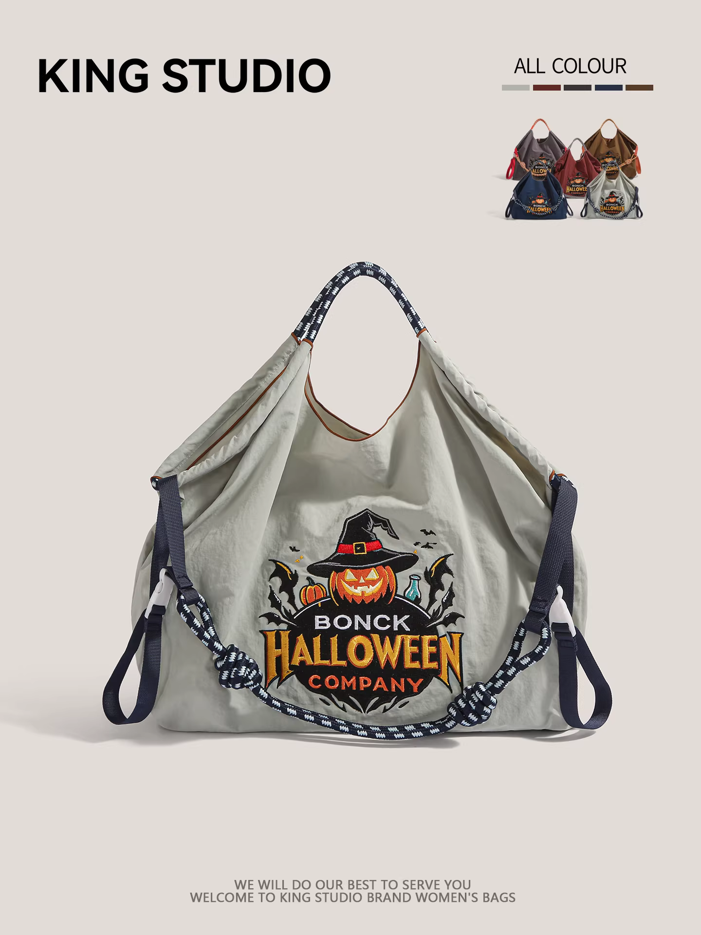 Túi mua sắm thân thiện với môi trường thêu dây xích Nhật Bản, túi xách nylon đeo vai đơn, túi tote đi làm hàng ngày dành cho nữ