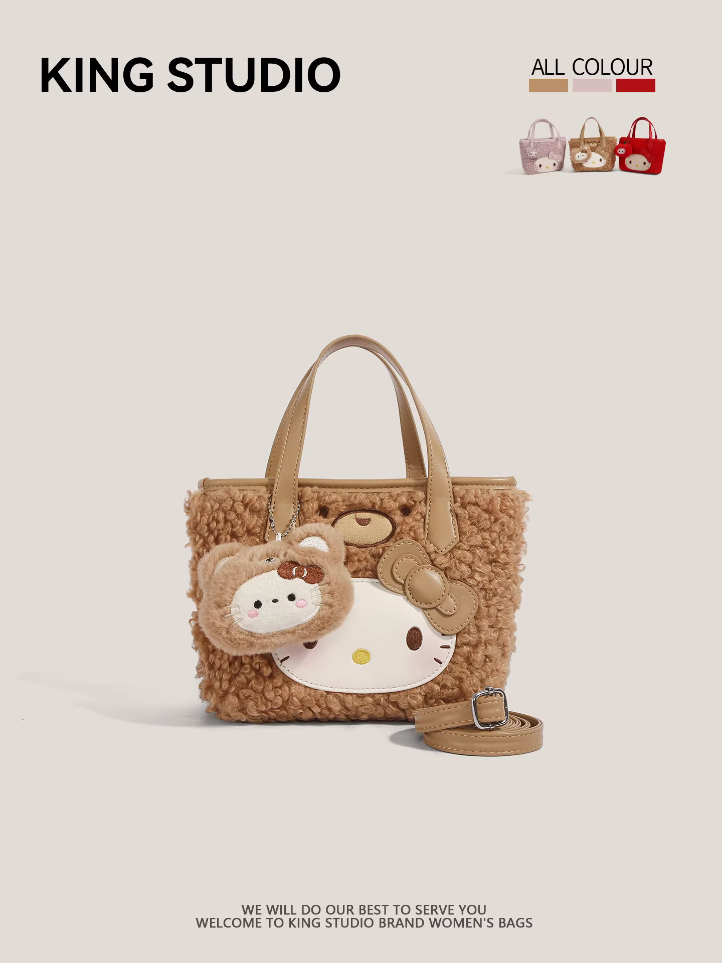 Túi xách Hello Kitty dễ thương bằng vải bông dành cho nữ, mẫu mới 2026, thời trang hoạt hình, đa năng, đeo vai, đeo chéo