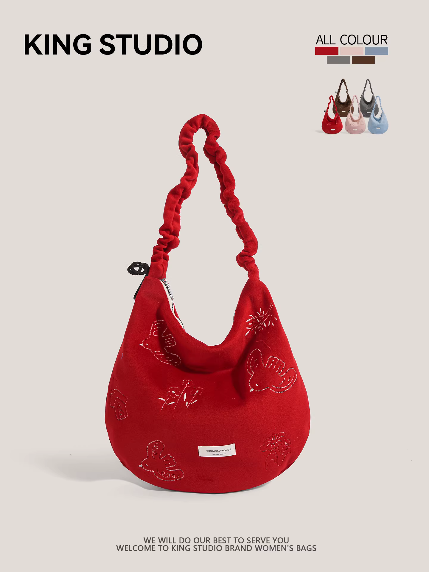 Túi tote len thêu chim nghệ thuật độc đáo dành cho nữ 2026 Mới, dung tích lớn, có dây rút, đeo vai, đeo chéo