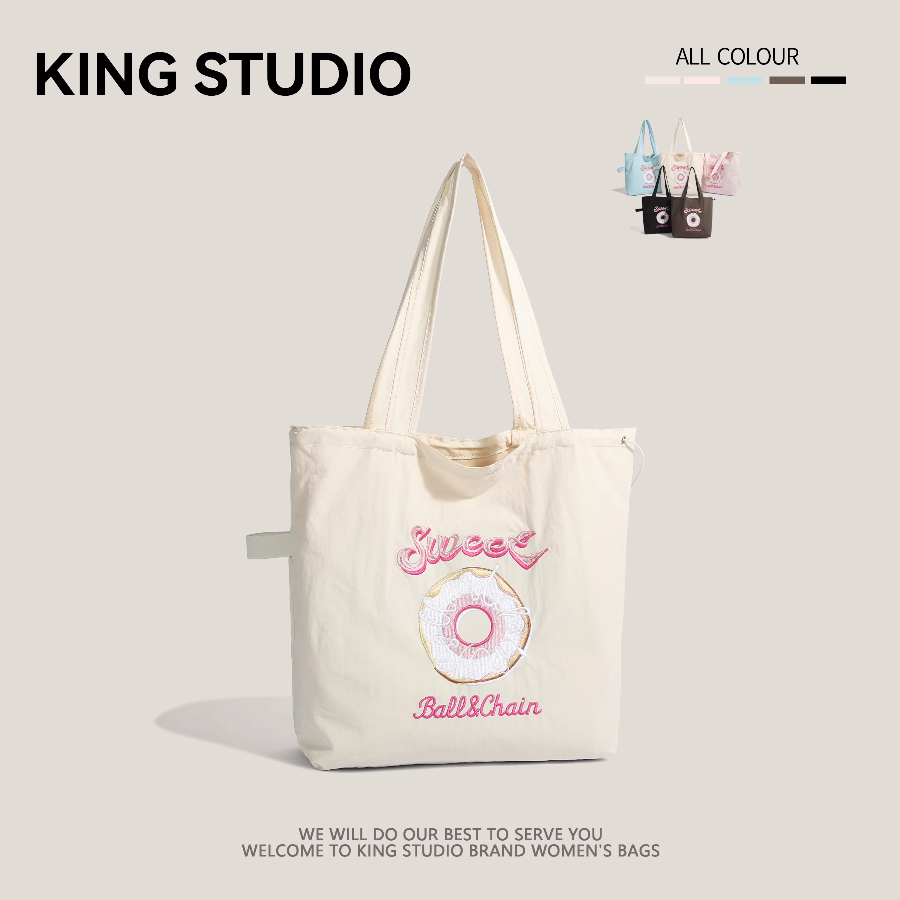 Túi đeo vai nữ chất liệu nylon thêu họa tiết Nhật Bản, mẫu mới 2025, kiểu dáng thời trang, dung tích lớn, thích hợp đi làm