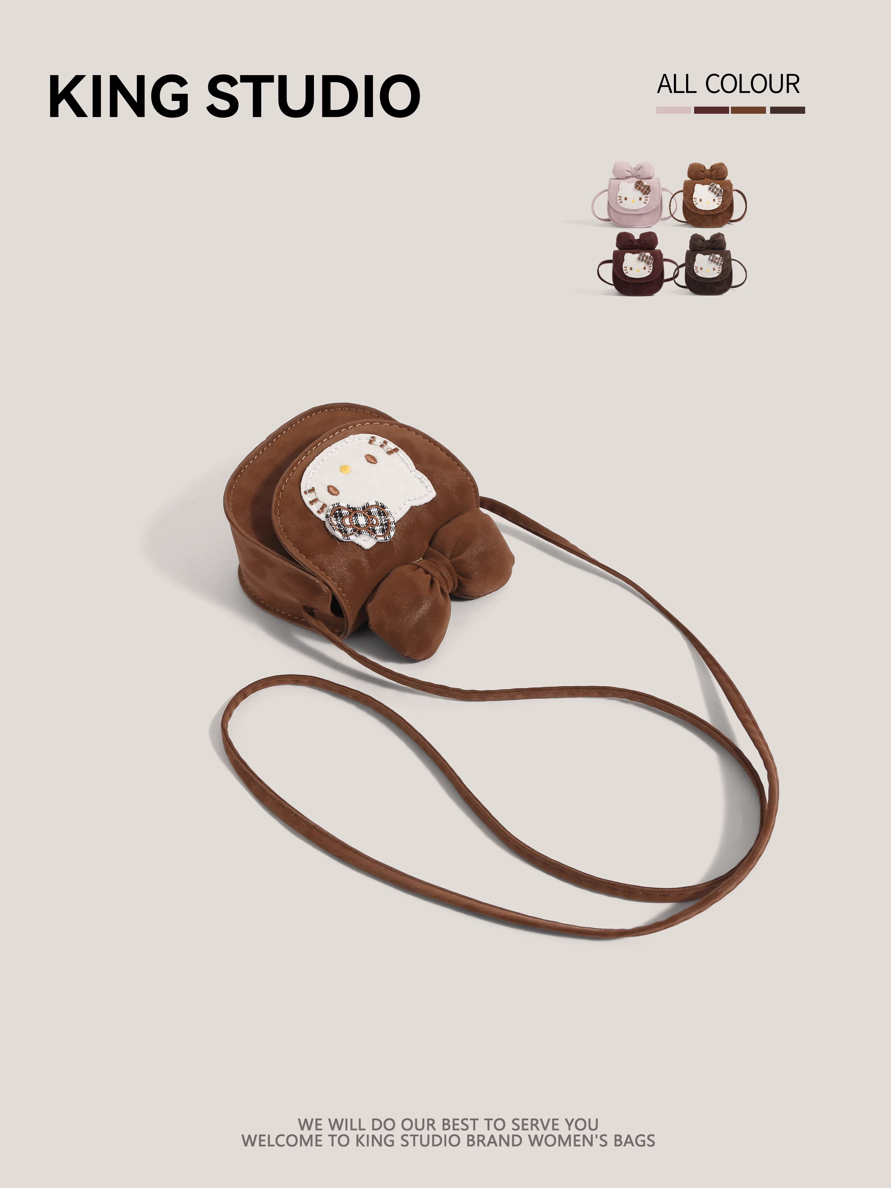 Túi Hello Kitty dễ thương dành cho nữ, mẫu mới thu đông 2025, hoạt hình Hello Kitty, túi đeo chéo mini đa năng