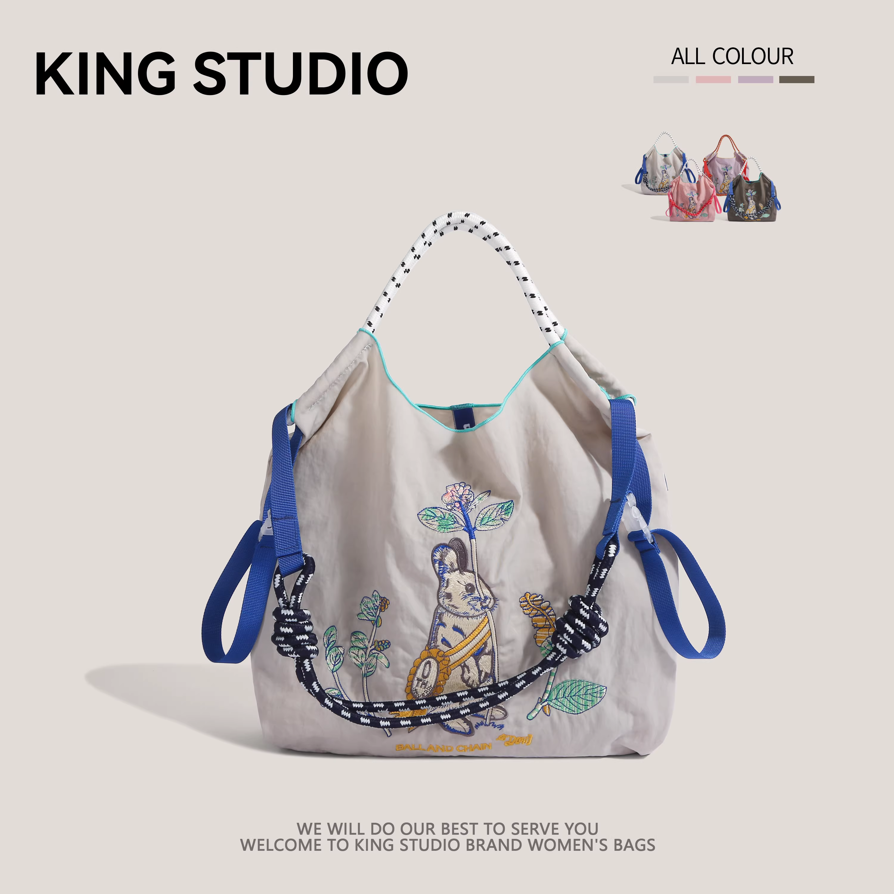 Túi tote đeo vai/chéo chất liệu nylon cao cấp, thân thiện với môi trường, thêu hình cầu Nhật Bản, kiểu dáng tròn, dành cho nữ