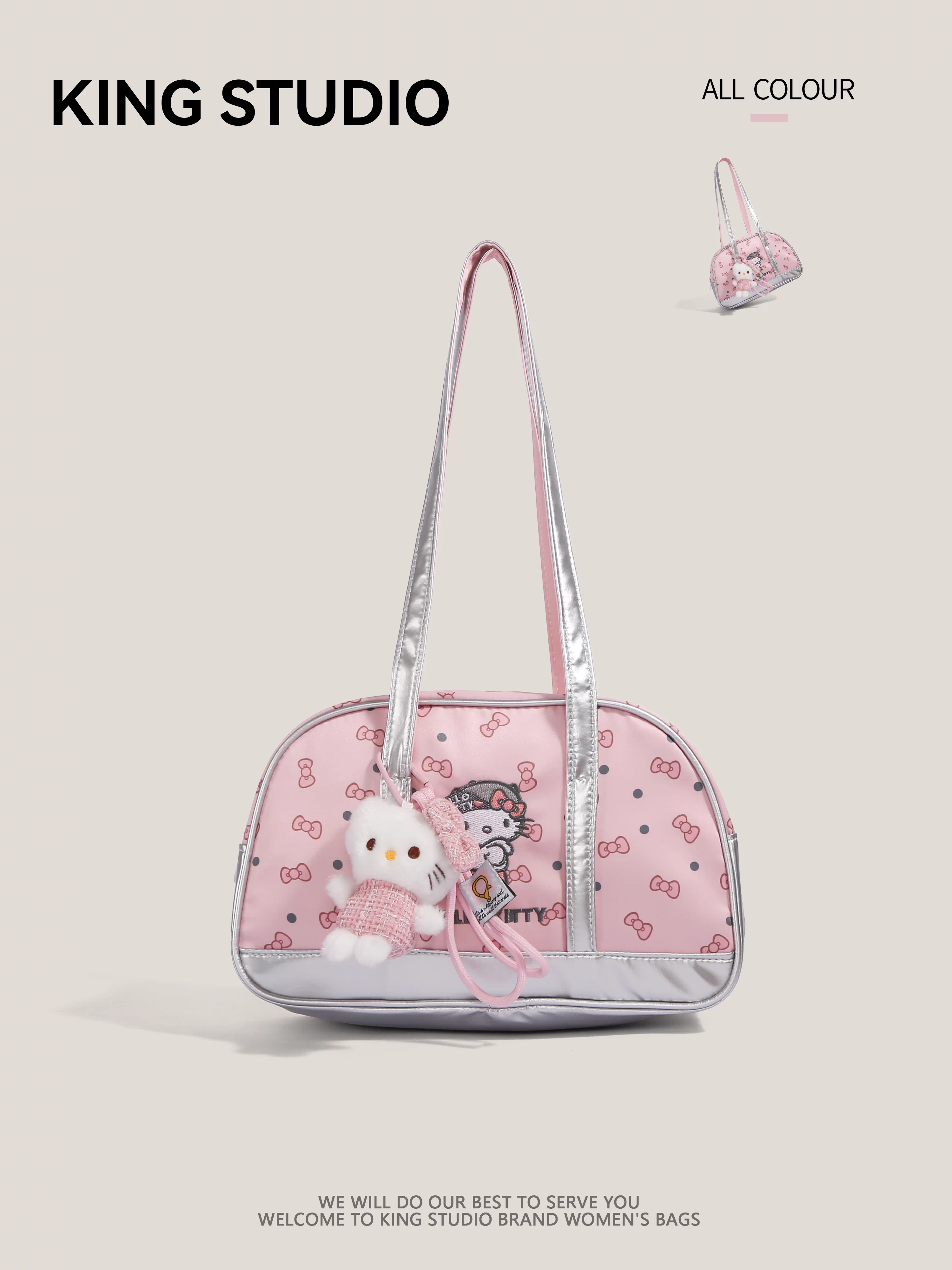 Túi xách Hello Kitty màu hồng dễ thương dành cho nữ, mẫu mới 2026, phong cách ngọt ngào, dung tích lớn, đa năng, đeo vai