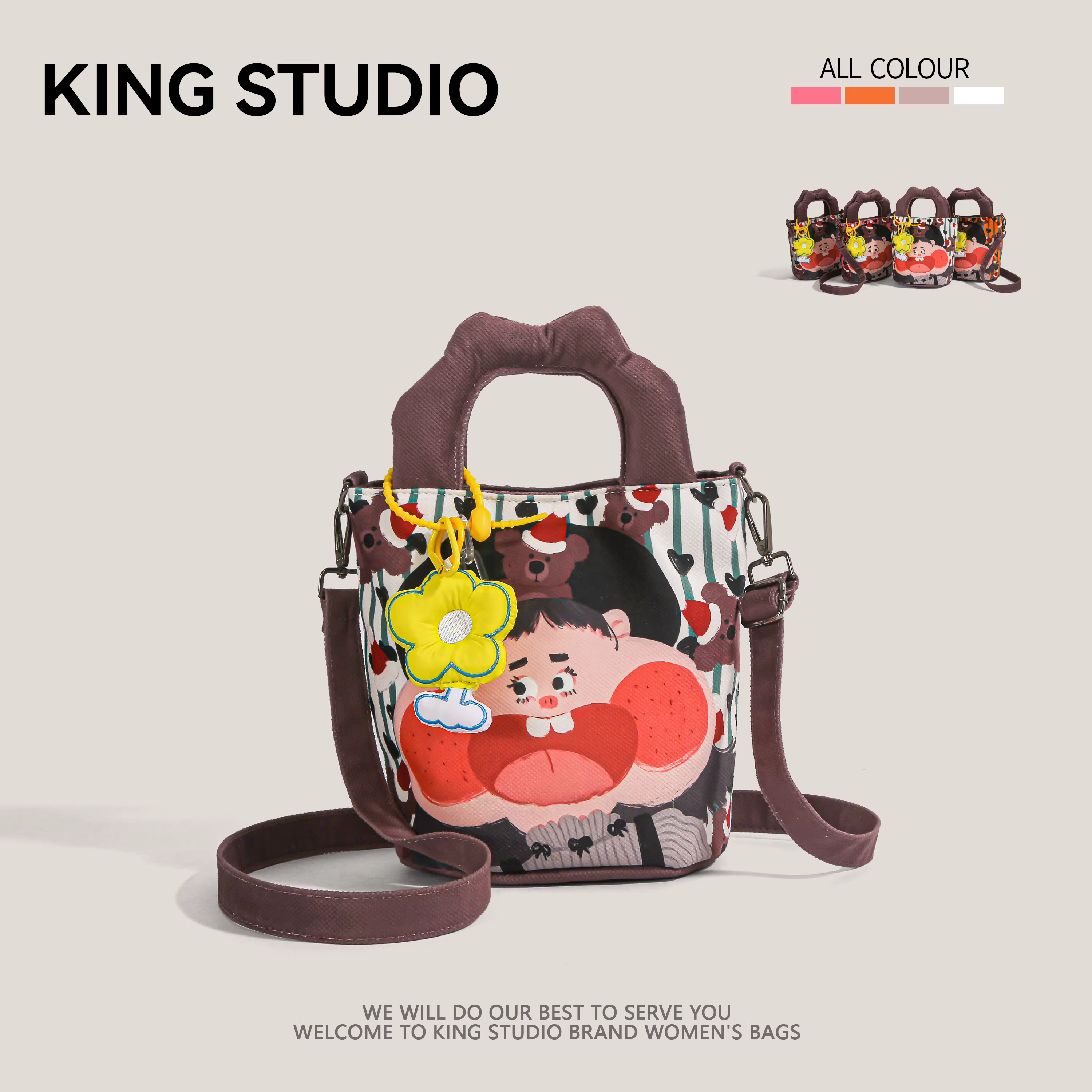 Thiết kế minh họa túi đeo vai nữ 2025 mới thời thượng cá tính, túi xách vải bố độc đáo xấu lạ dễ thương, túi đeo chéo