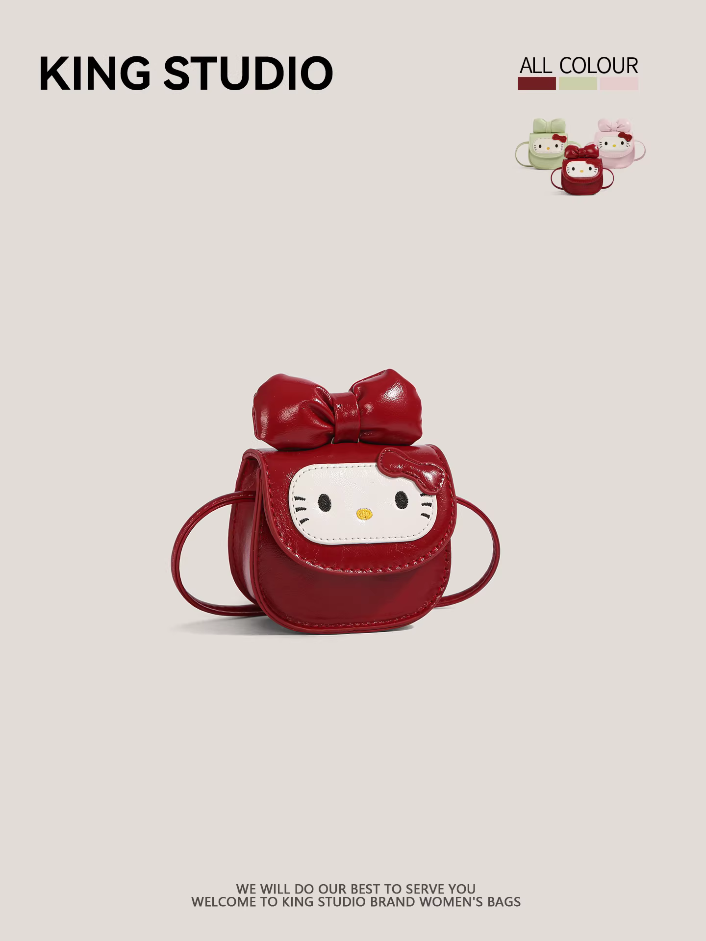Túi mini Hello Kitty dễ thương dành cho nữ, mẫu mới 2026, thời trang, ví xu Hello Kitty hoạt hình, túi đeo vai, túi đeo chéo