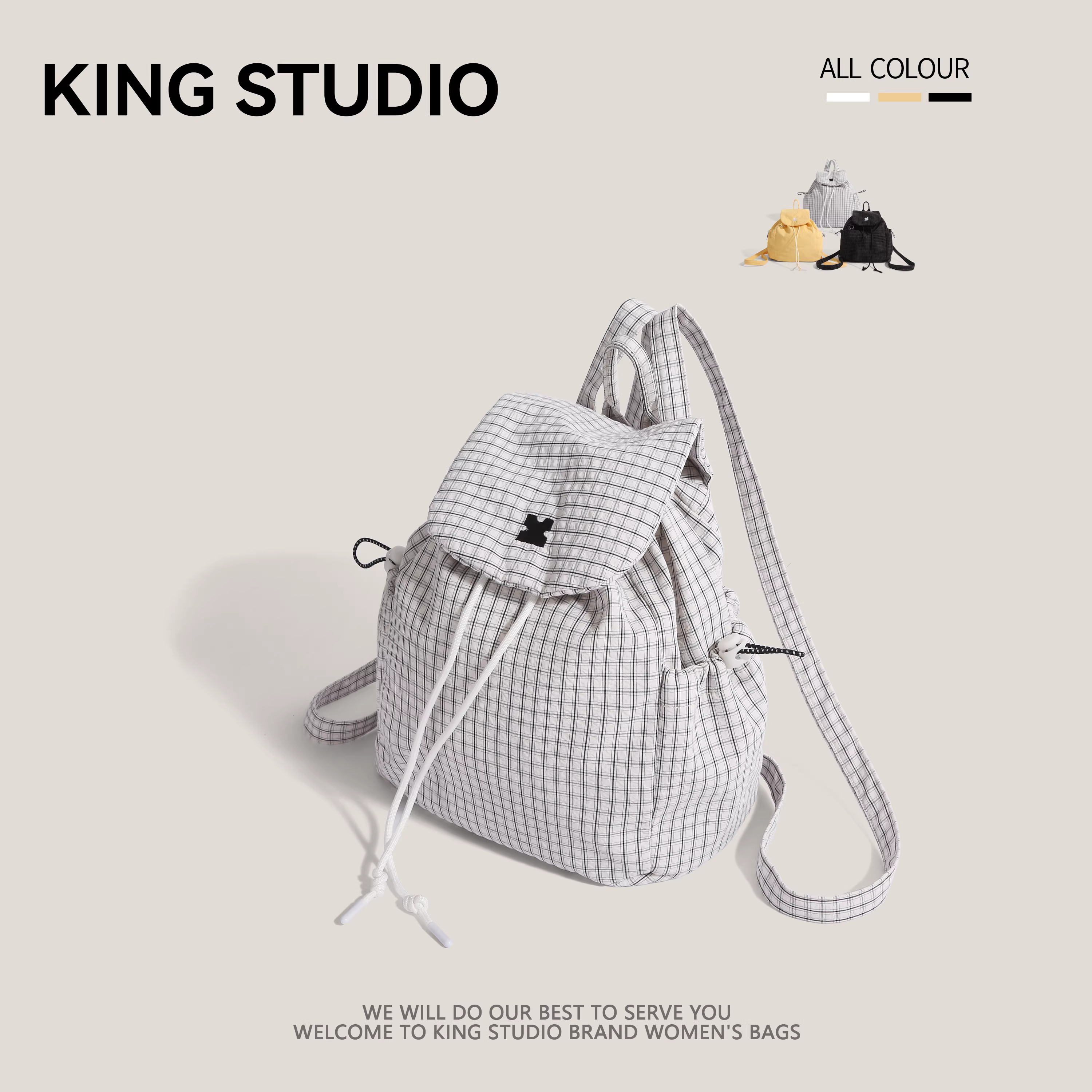 Ba lô kẻ caro thời trang dành cho nữ 2025, phong cách Hàn Quốc mới, balo đeo vai cá tính, túi đeo vai học sinh