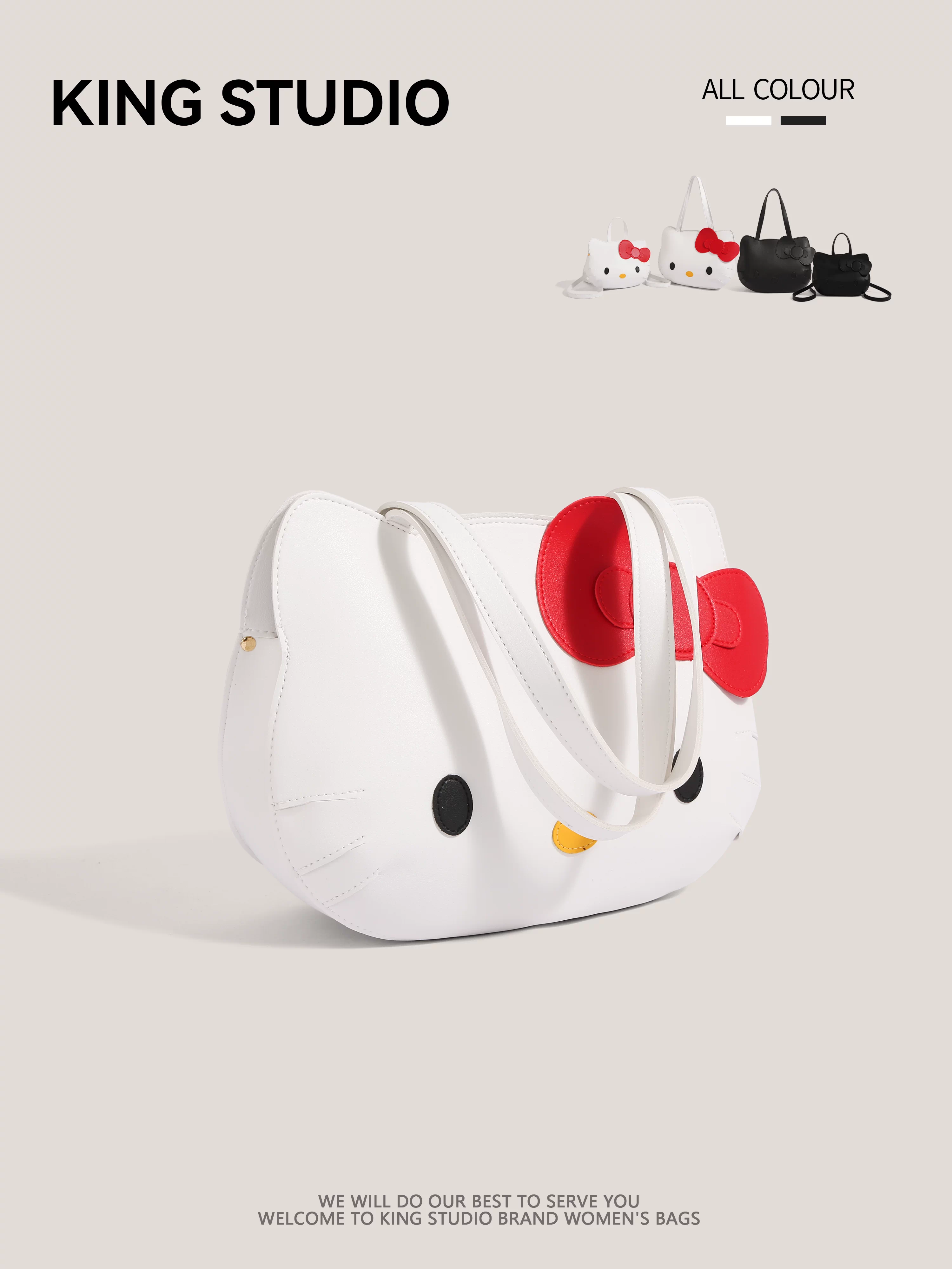 Túi tote Hello Kitty dễ thương dành cho nữ, túi đeo vai học sinh dung tích lớn, ba lô Hello Kitty