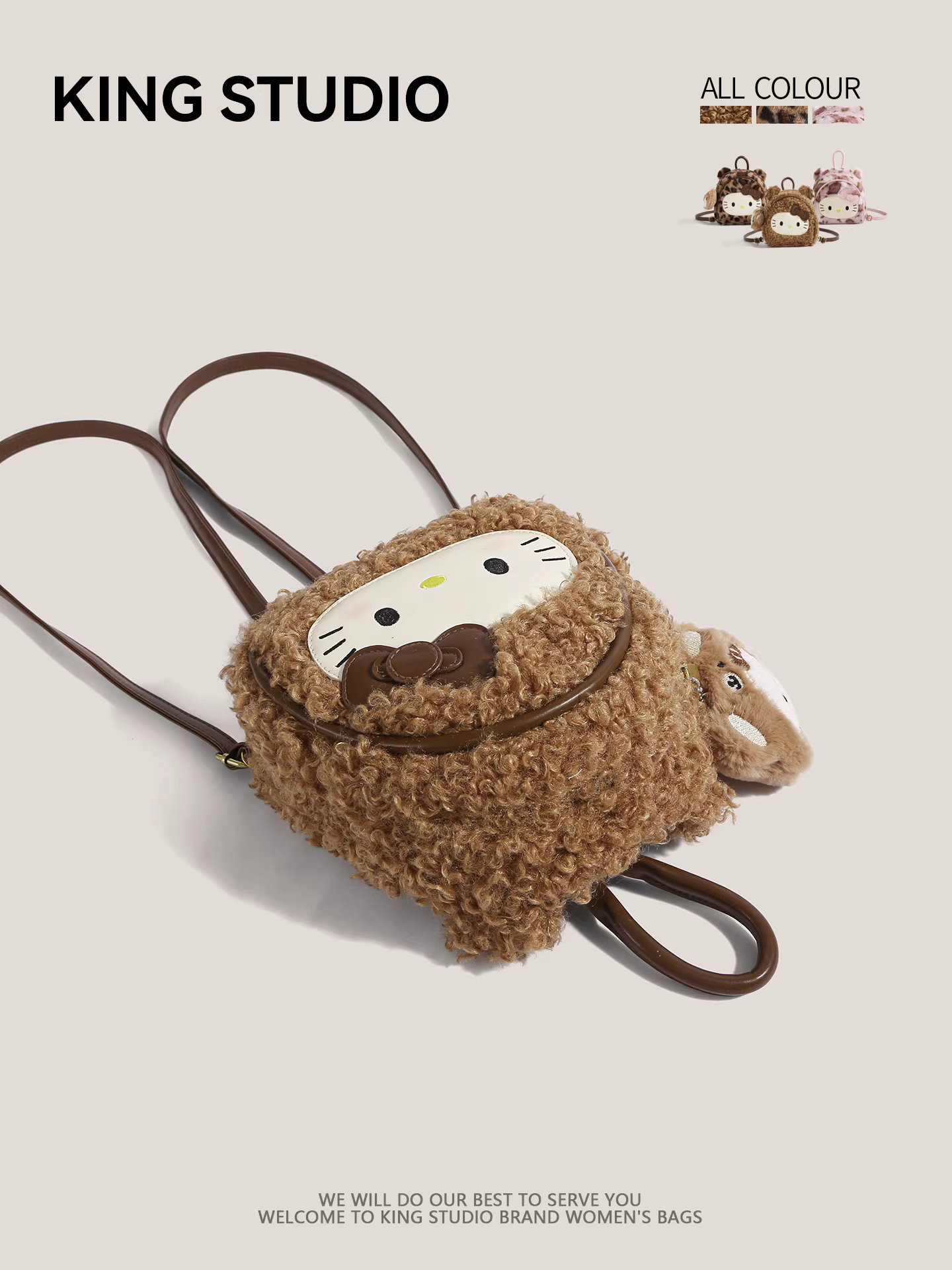 Ba lô Hello Kitty dễ thương bằng vải bông dành cho nữ, mẫu mới 2025, túi đeo vai đa năng phong cách hoạt hình Hello Kitty độc đáo