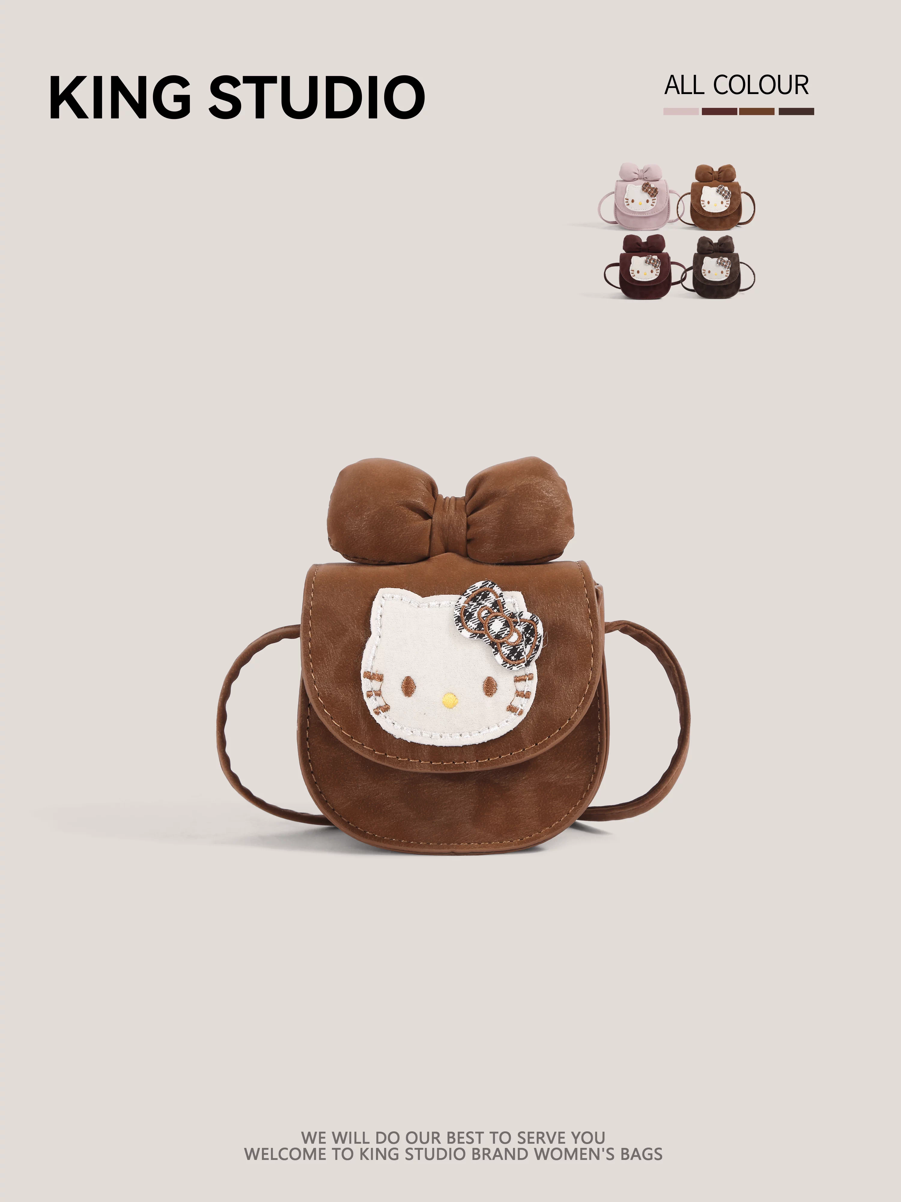 Túi Hello Kitty dễ thương dành cho nữ, mẫu mới thu đông 2025, hoạt hình Hello Kitty, túi đeo chéo mini đa năng