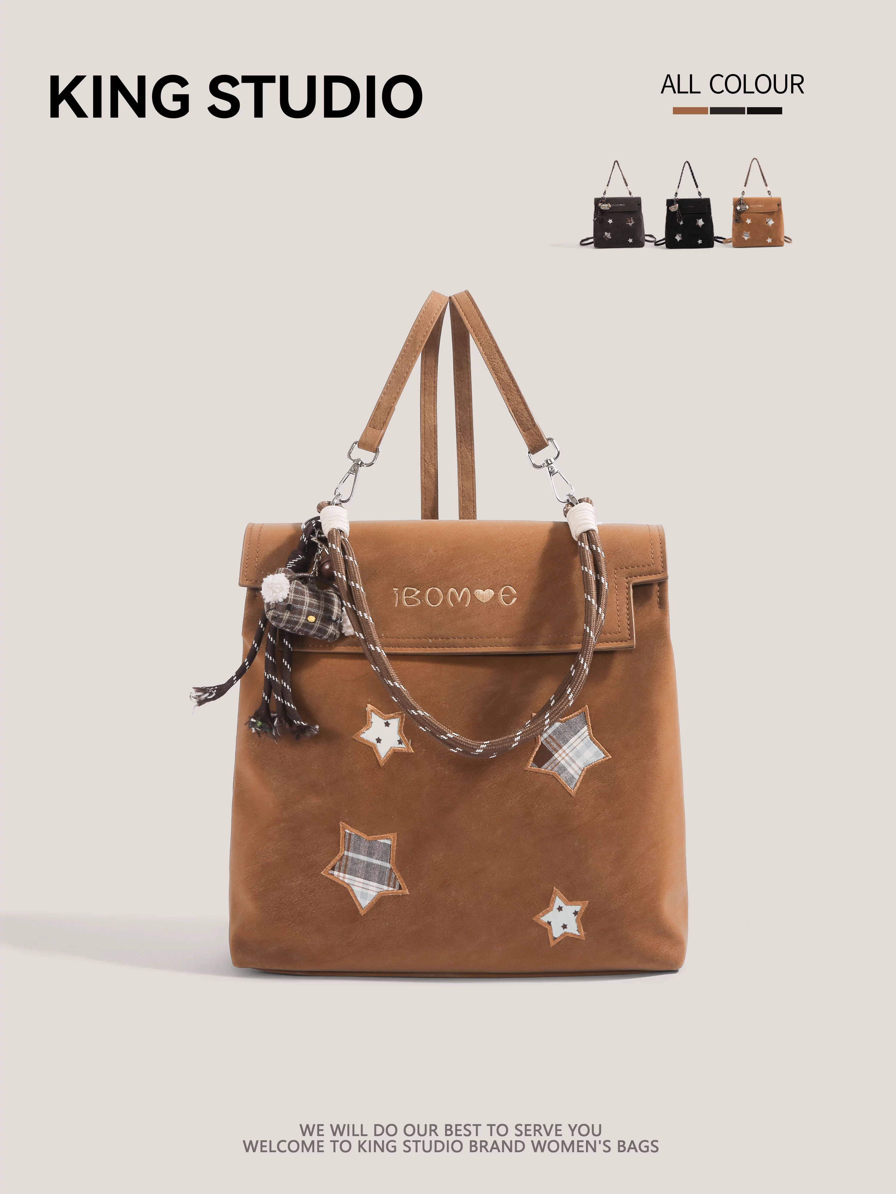 Ba lô sao retro chất liệu da lộn dành cho nữ 2026, mẫu mới thời thượng, dung tích lớn, dùng đi làm, du lịch, đeo chéo, đi học