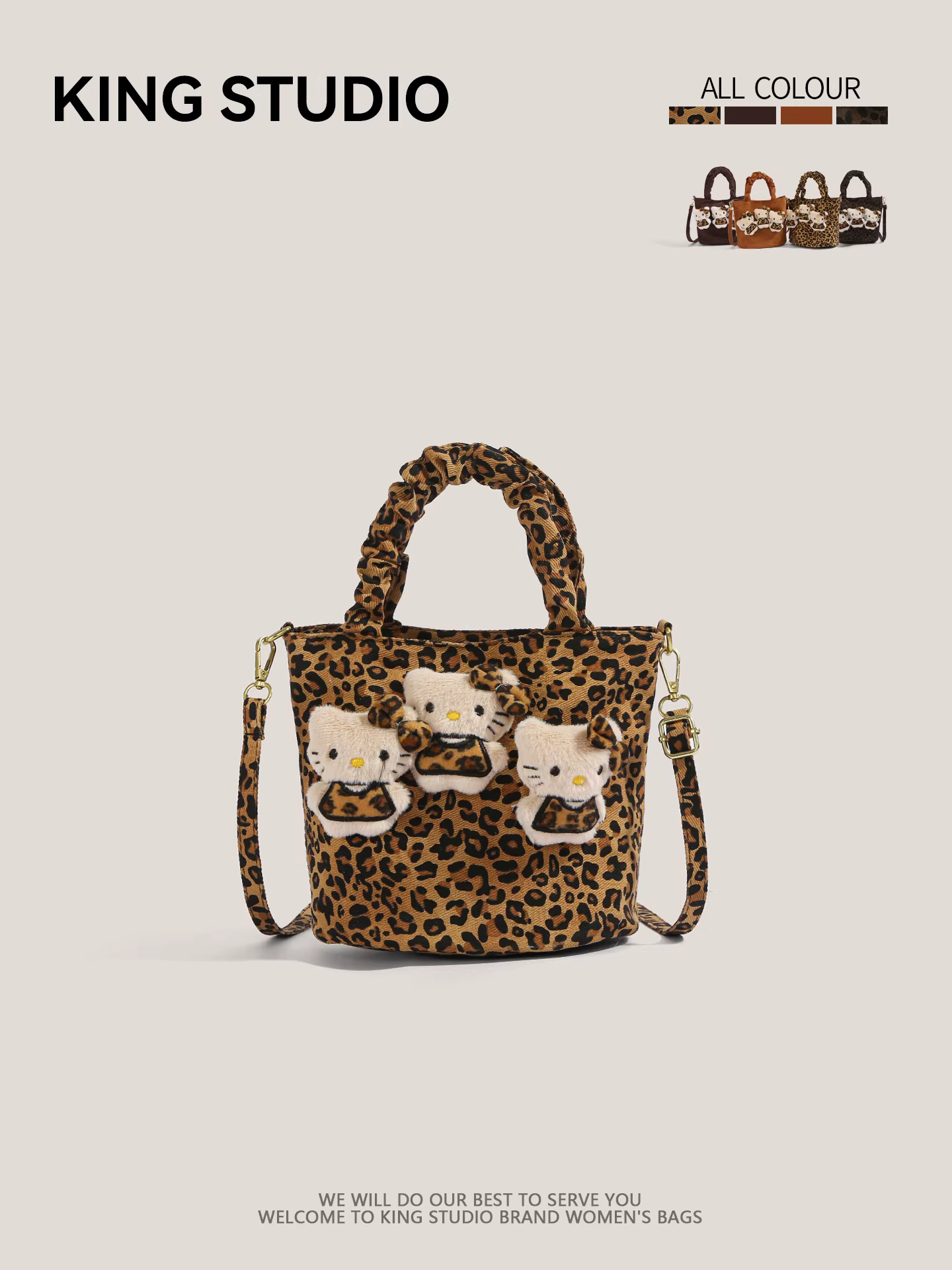 Túi xách hình Hello Kitty in họa tiết da báo dễ thương dành cho nữ, mẫu mới 2026, túi đeo chéo đa năng, phong cách hoạt hình độc đáo