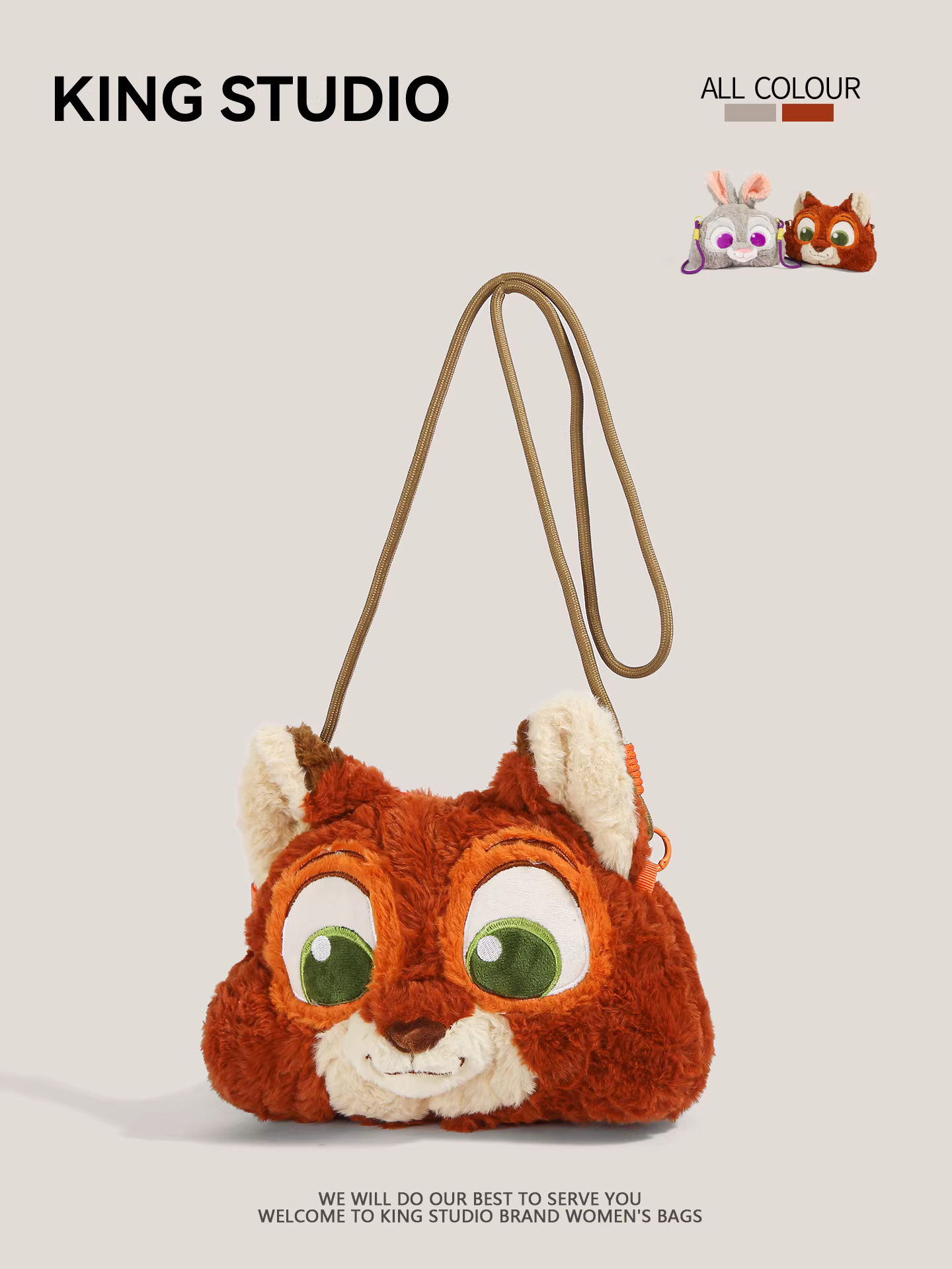 Túi lông thú Judy Nick Fox Zootopia 2026 mới dễ thương hoạt hình, đeo vai/chéo